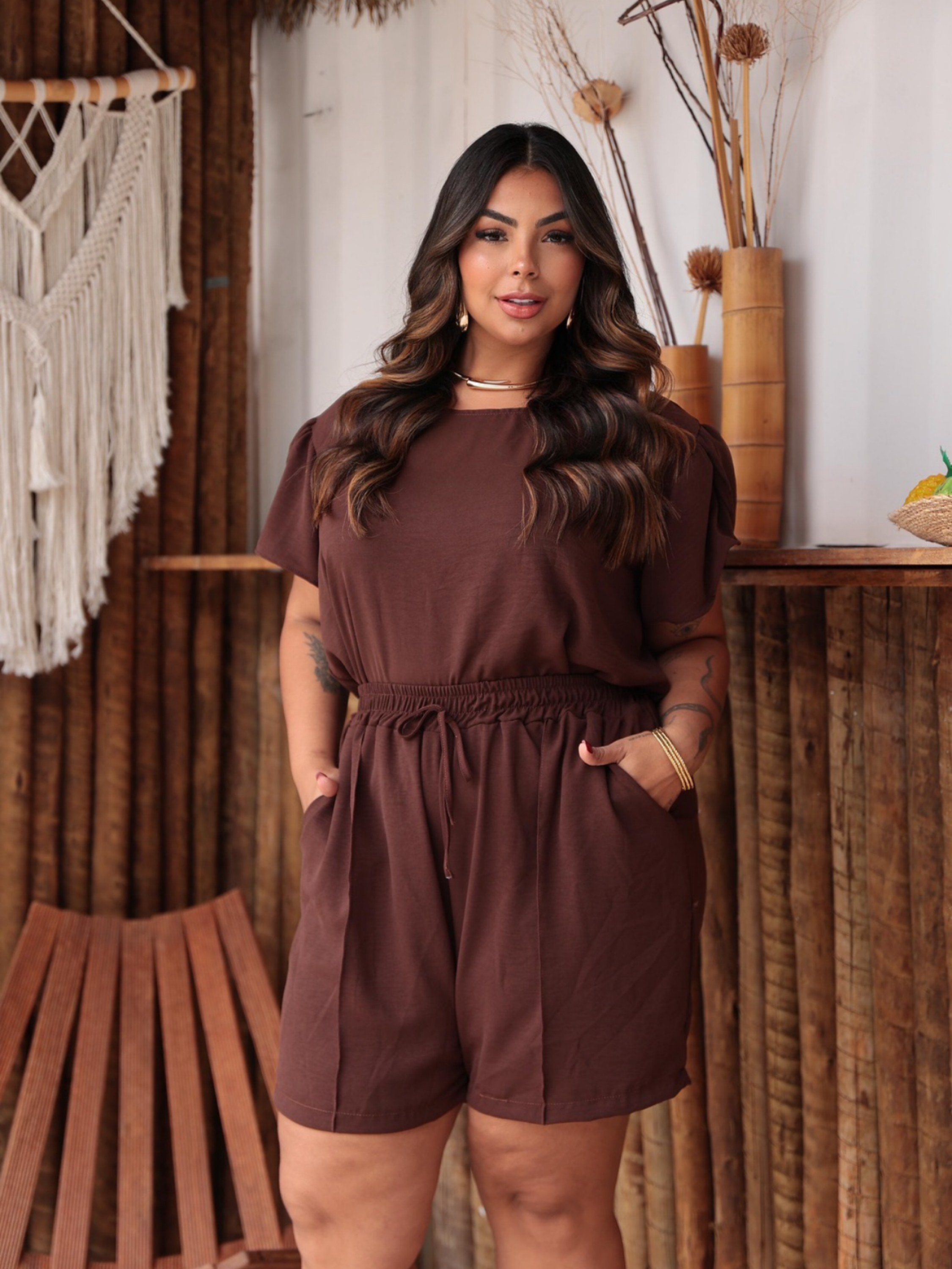 Conjunto shorts duna Plus Size