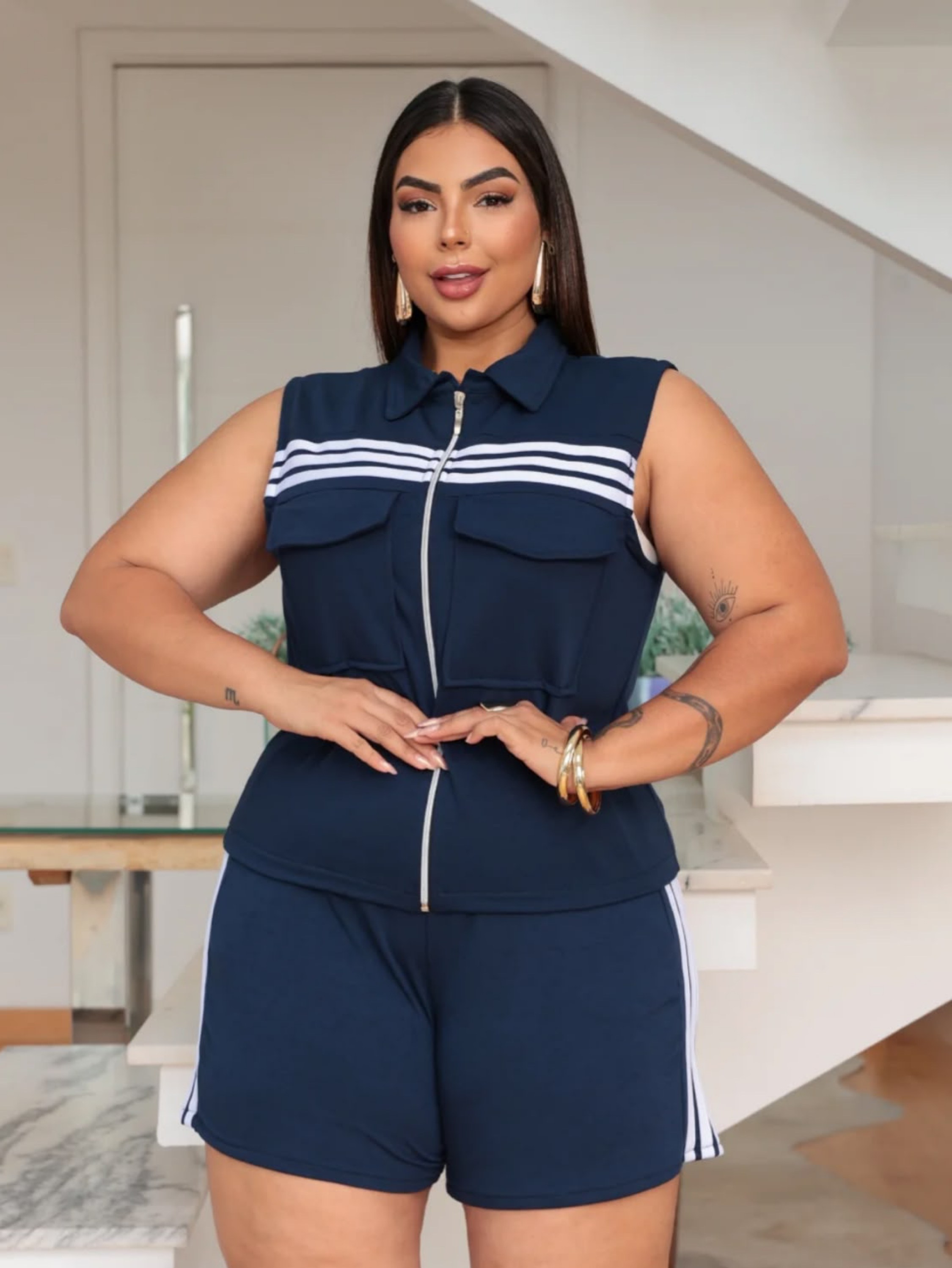 Conjunto shorts Mavie Plus Size