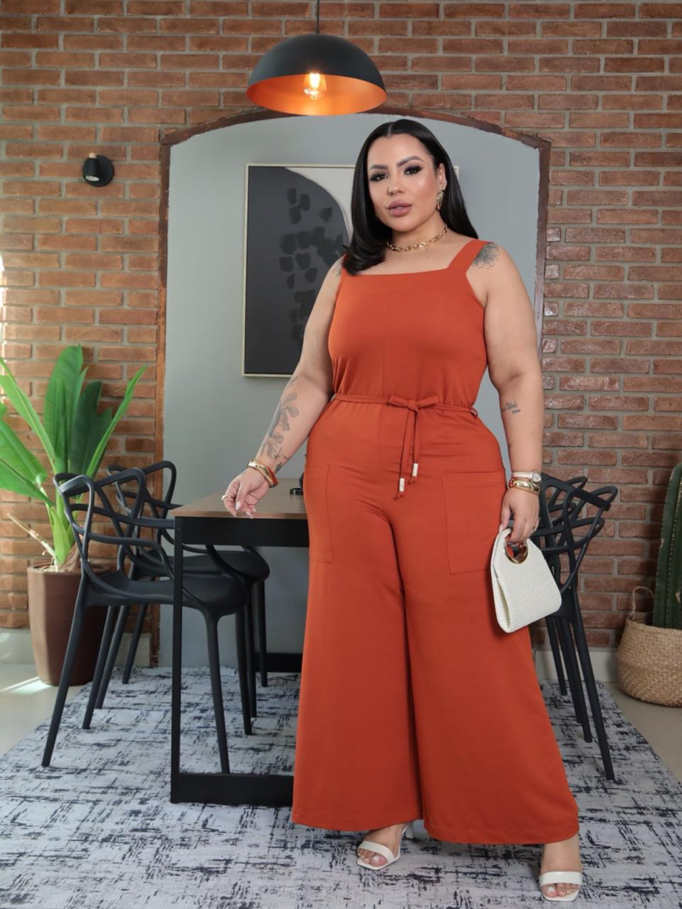 Macacão longo amarração Plus Size