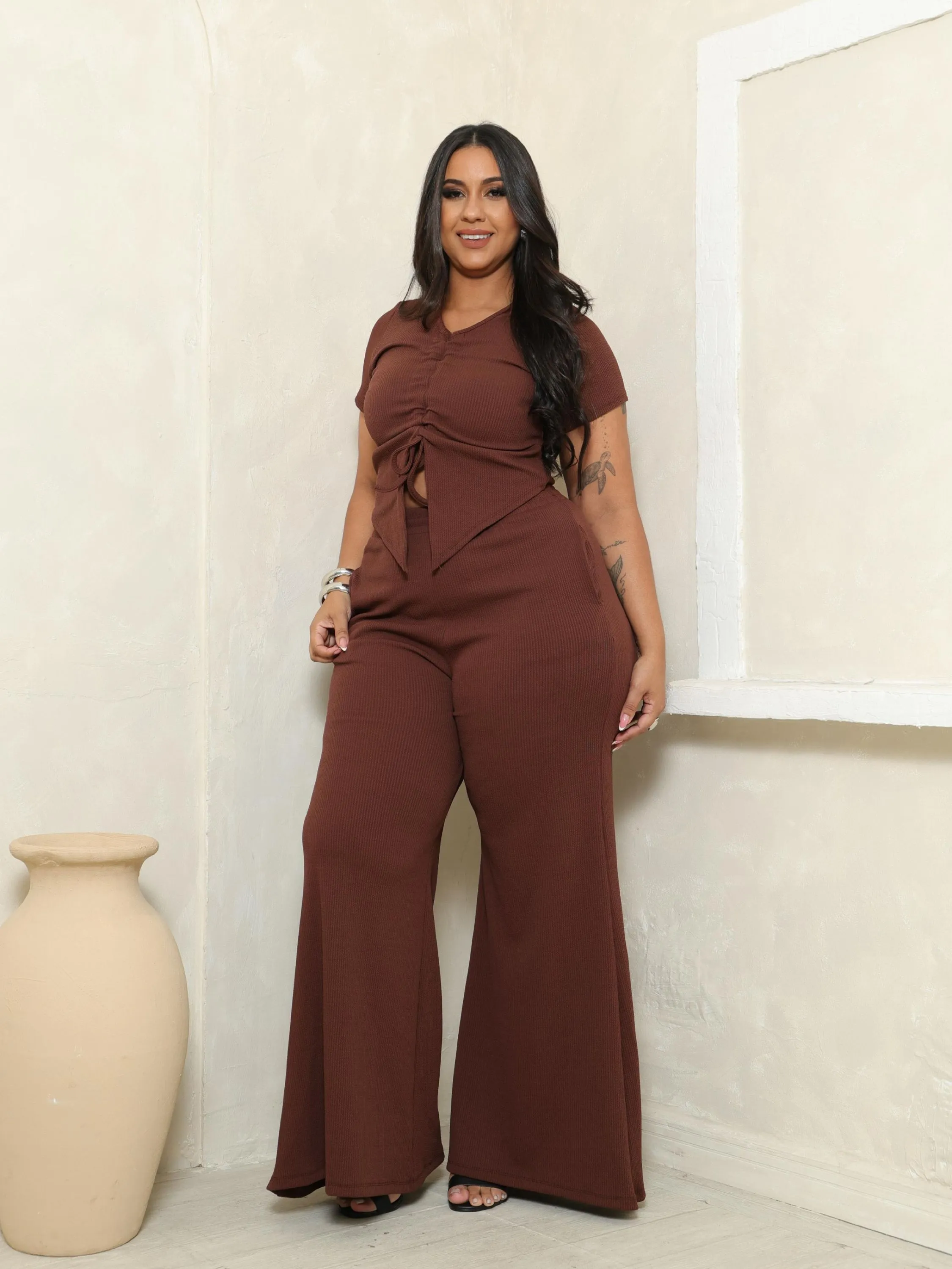 Conjunto pantalona anarruga Plus Size