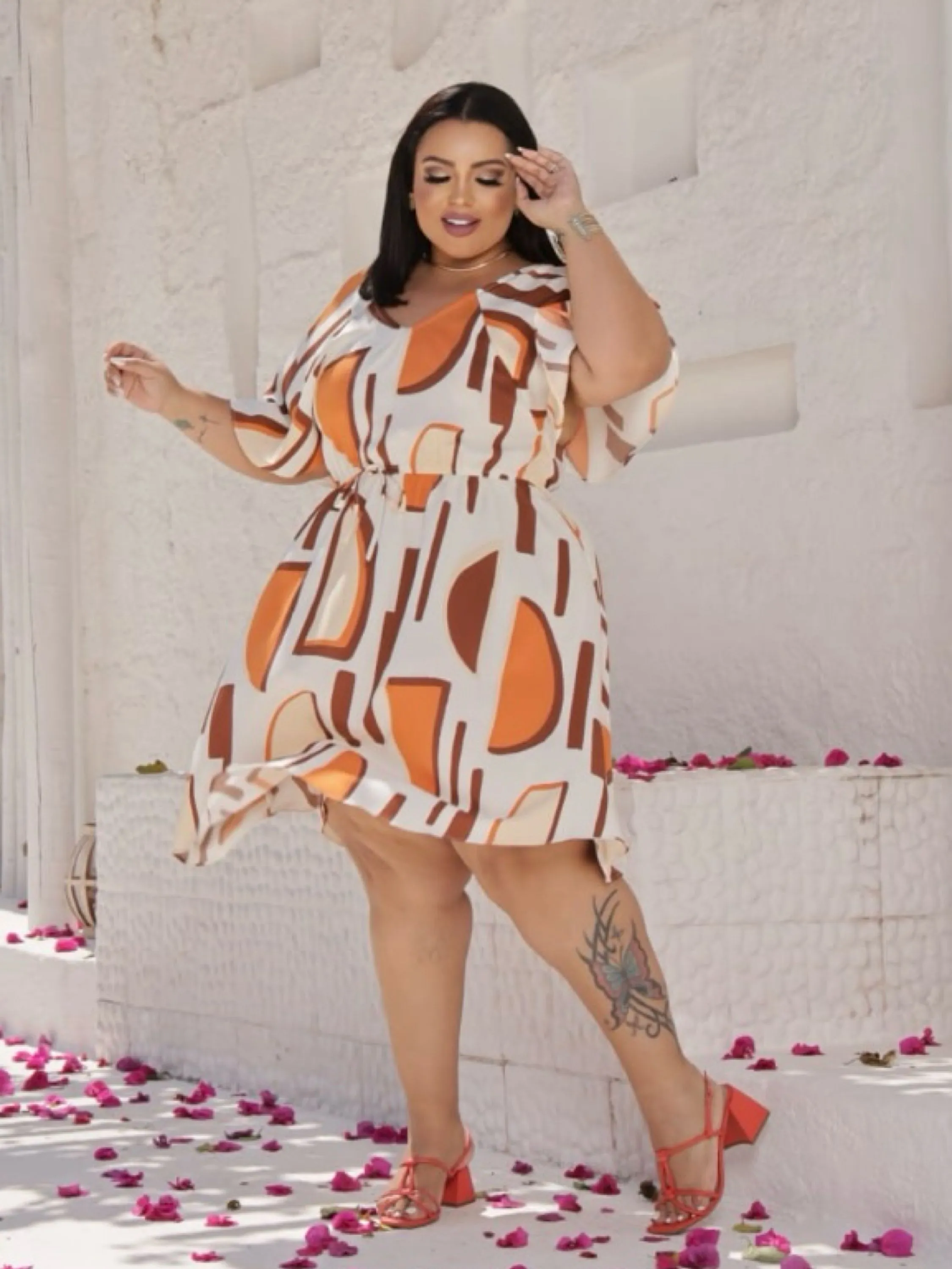 Vestido manguinha Kauany Plus Size