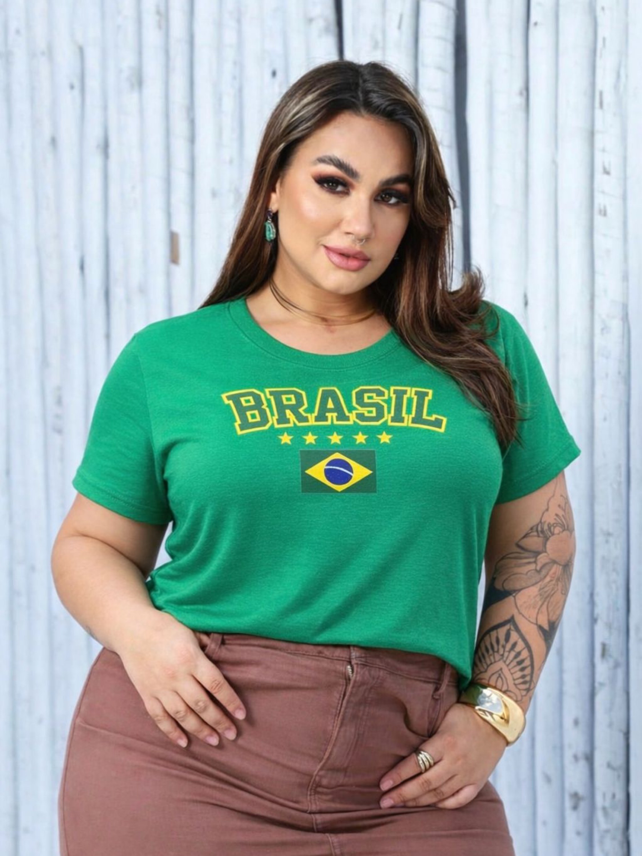 Blusa bandeira Brasil Plus Size
