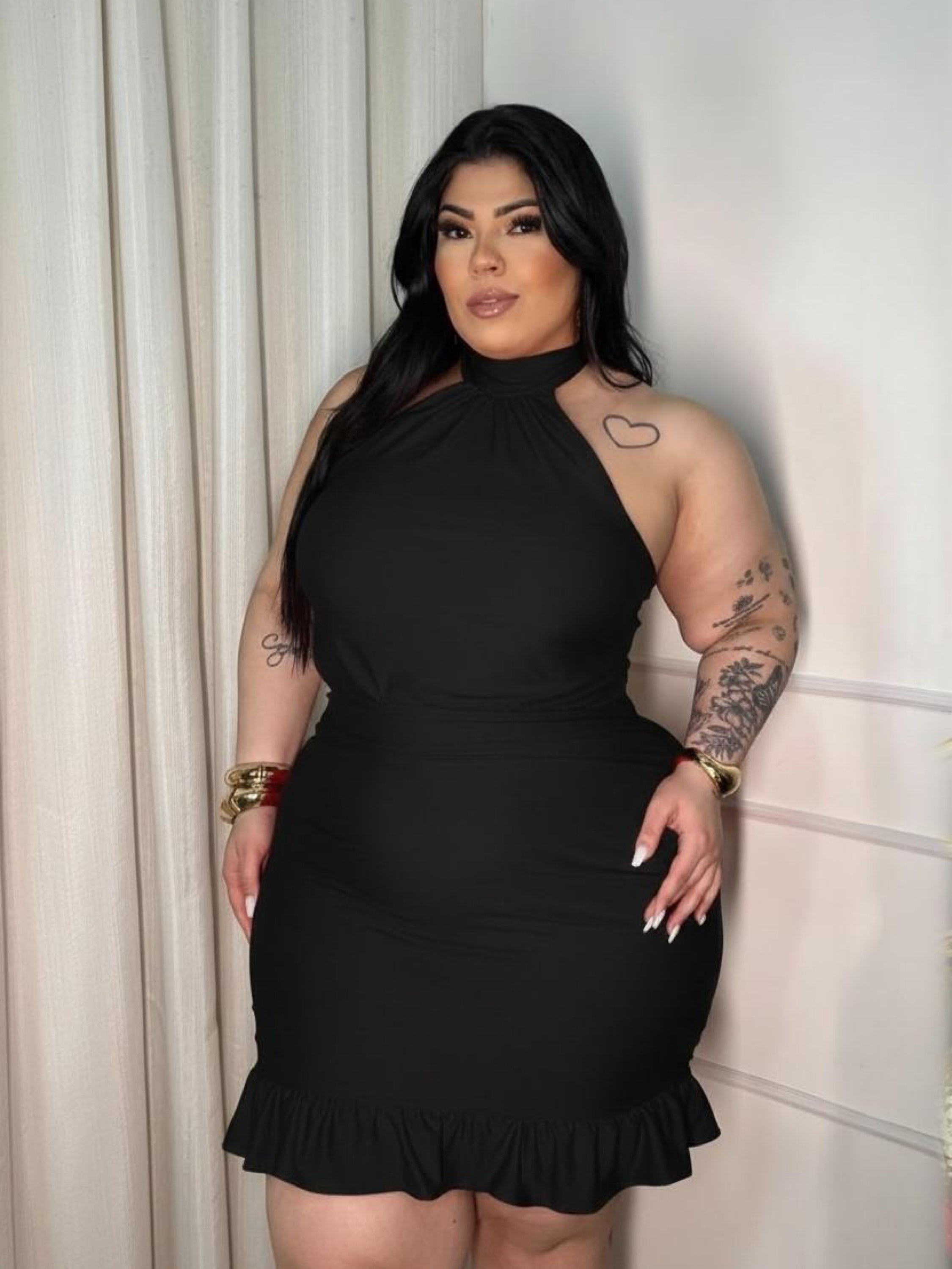 Vestido gola alta Keise Plus Size