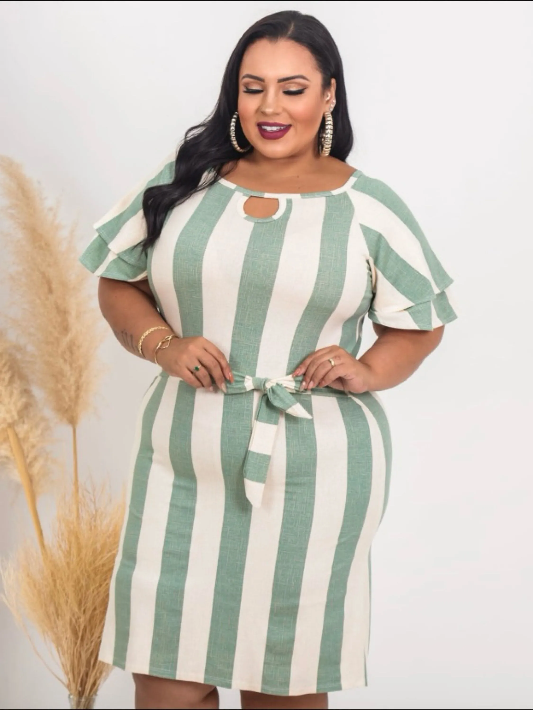 Vestido 2 mangas estampado Plus size