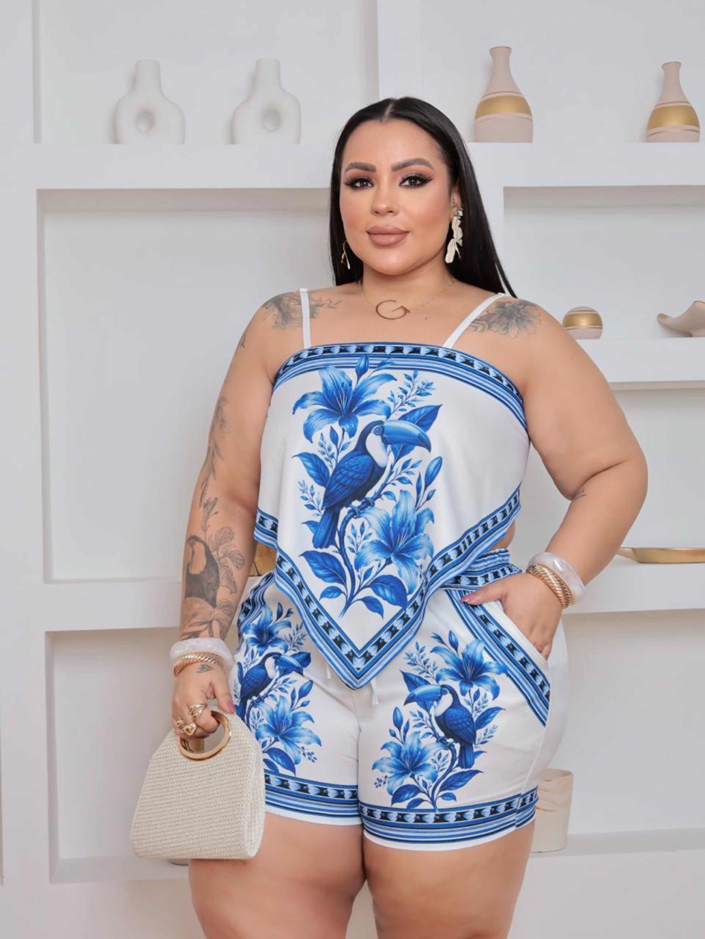 Conjunto shorts Clara Plus Size