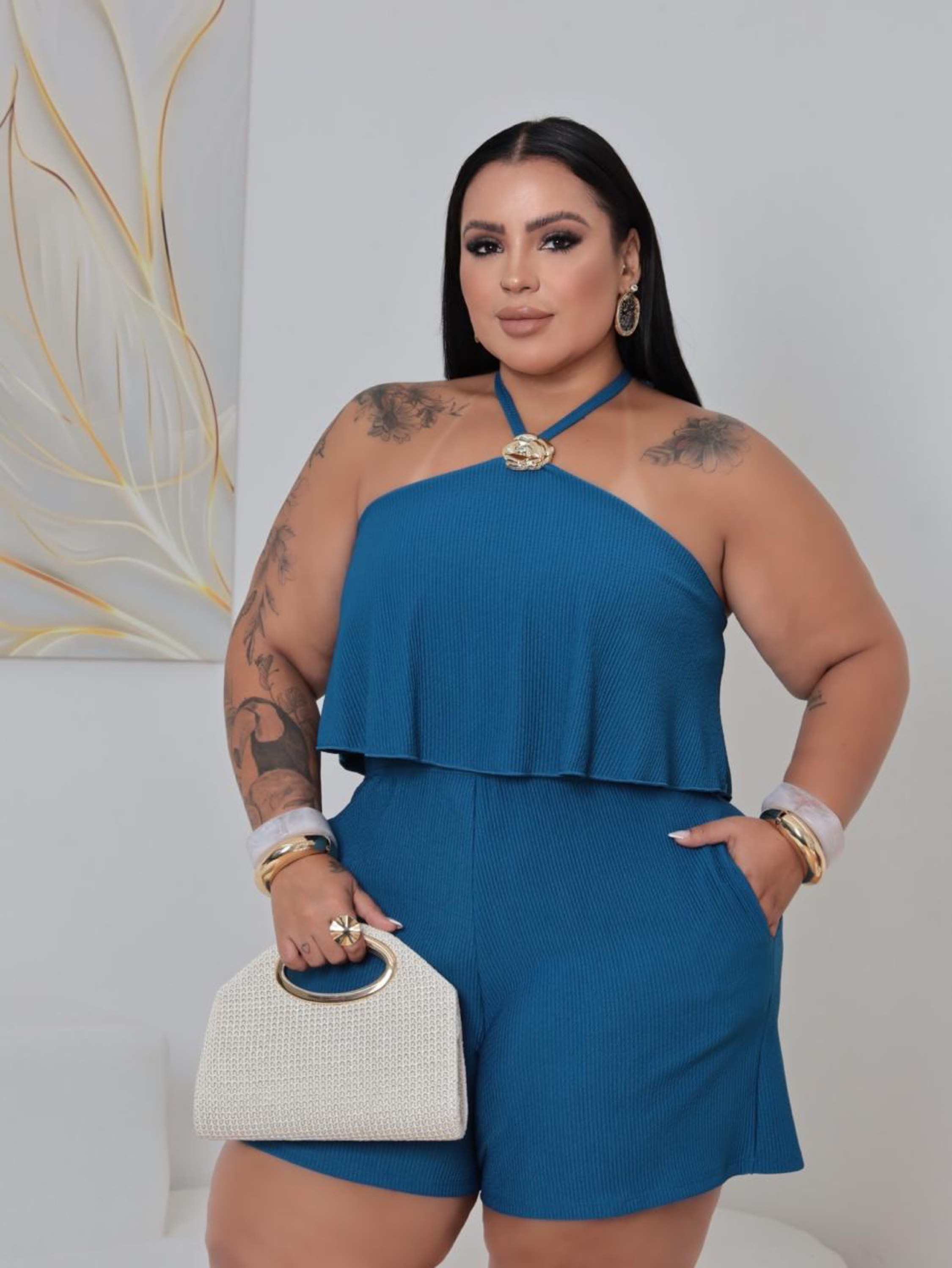 Macaquinho anarruga Plus Size