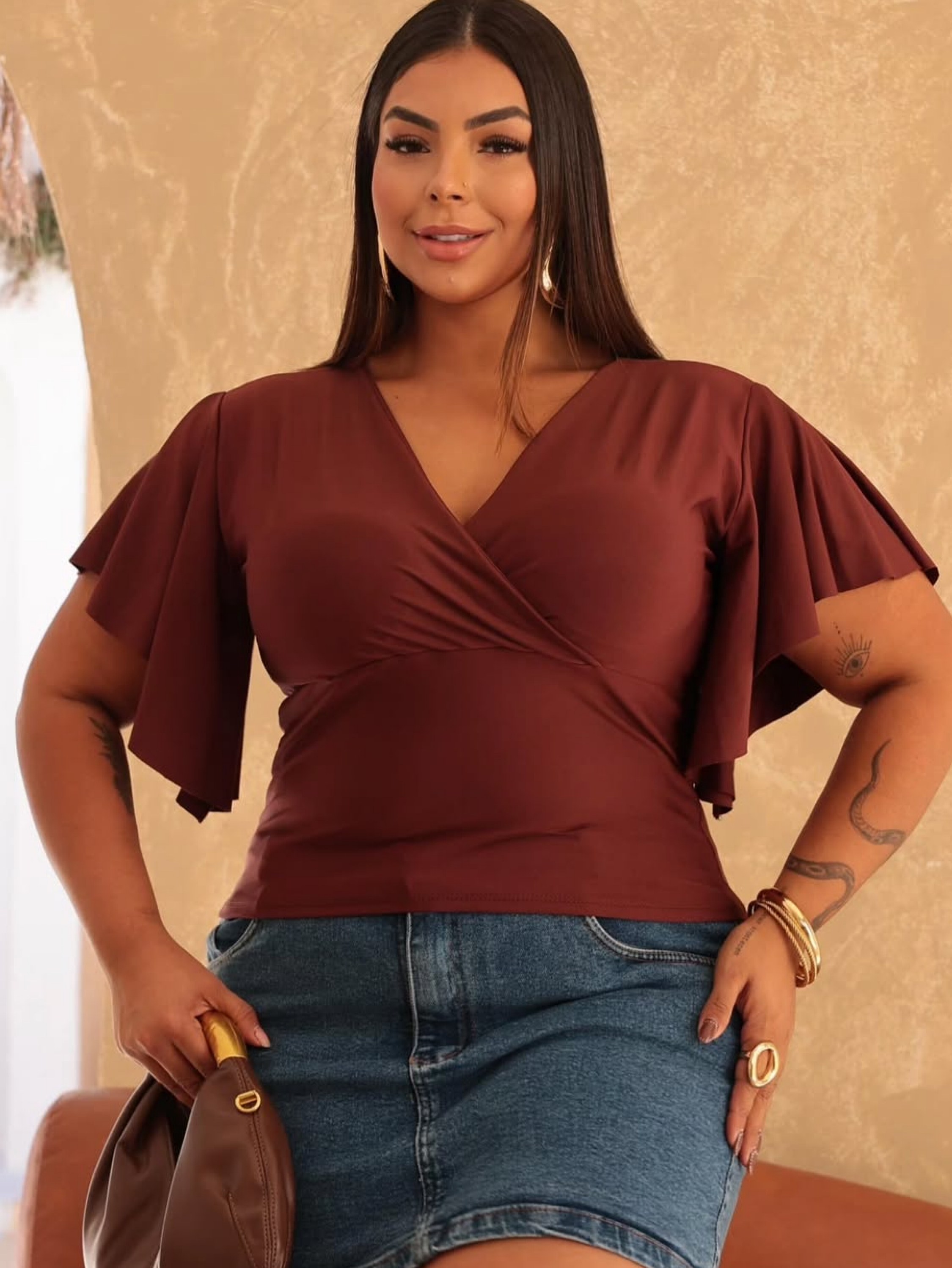 Blusa manga flare Plus Size