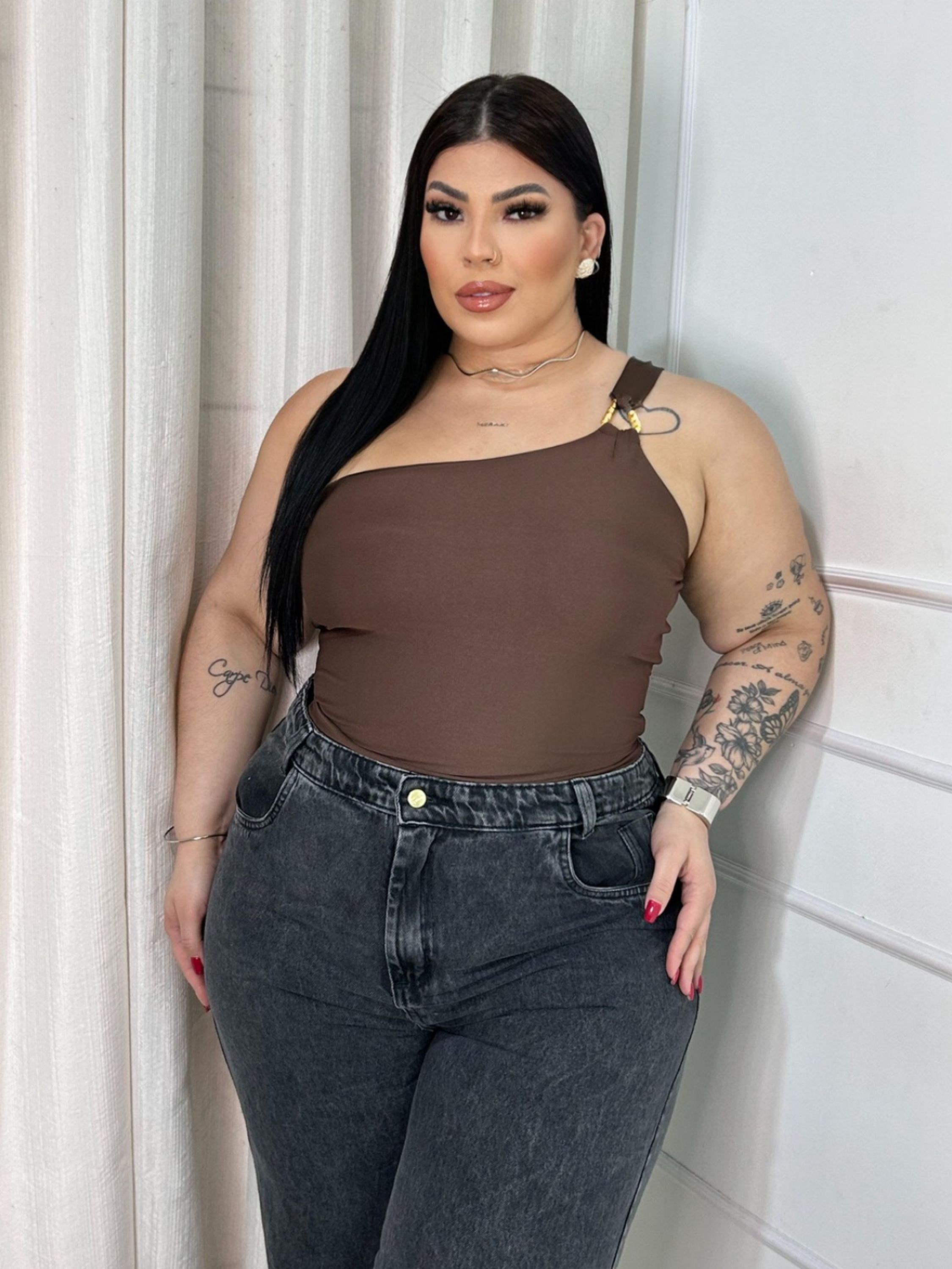 Body nula manca fivela Plus Size