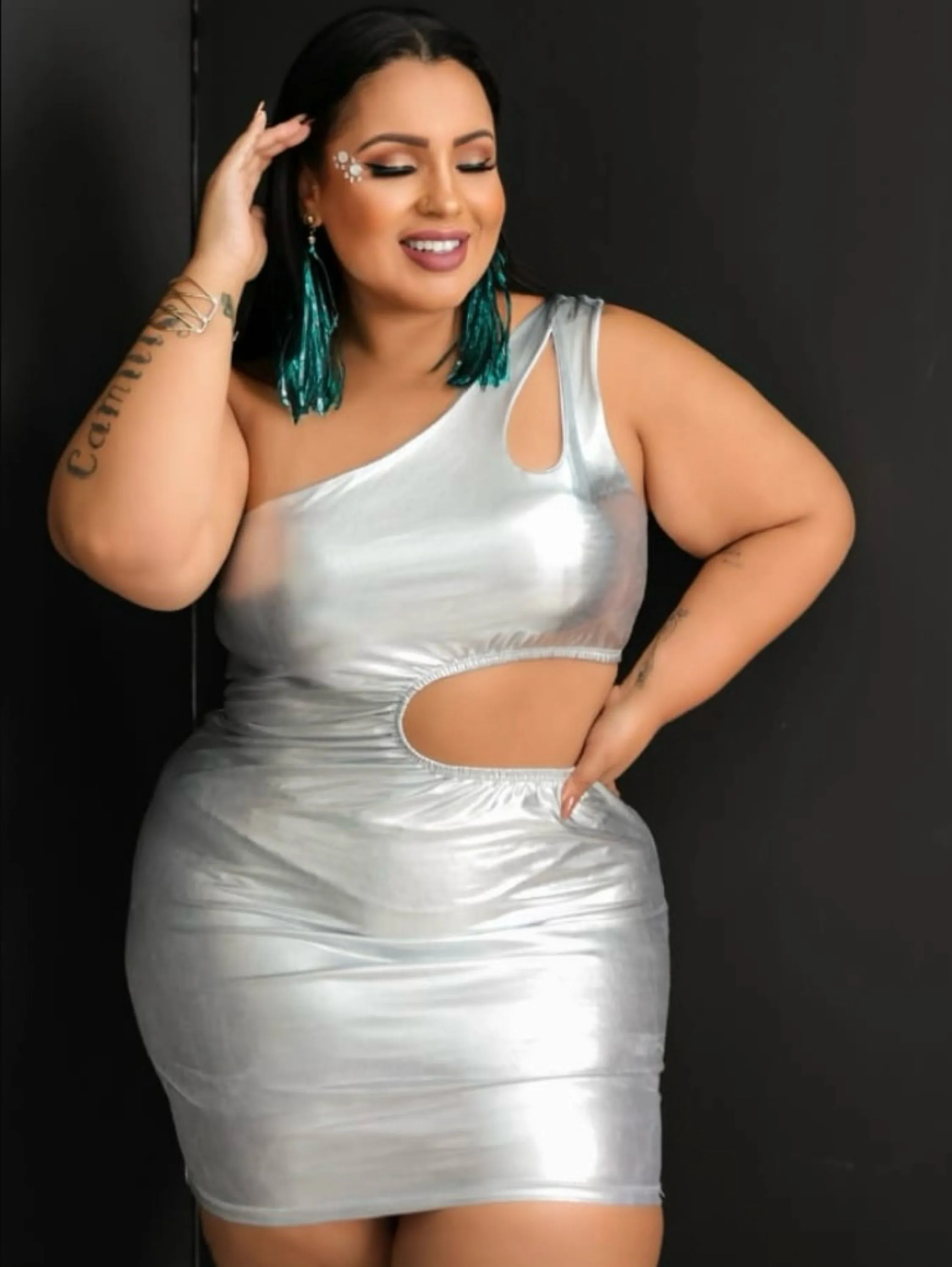 Vestido nula manca platinado Plus Size