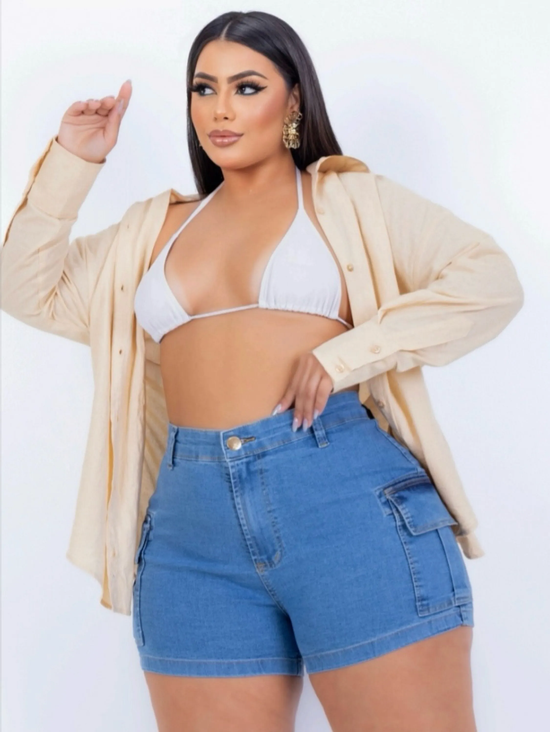 Shorts cargo jeans Plus Size