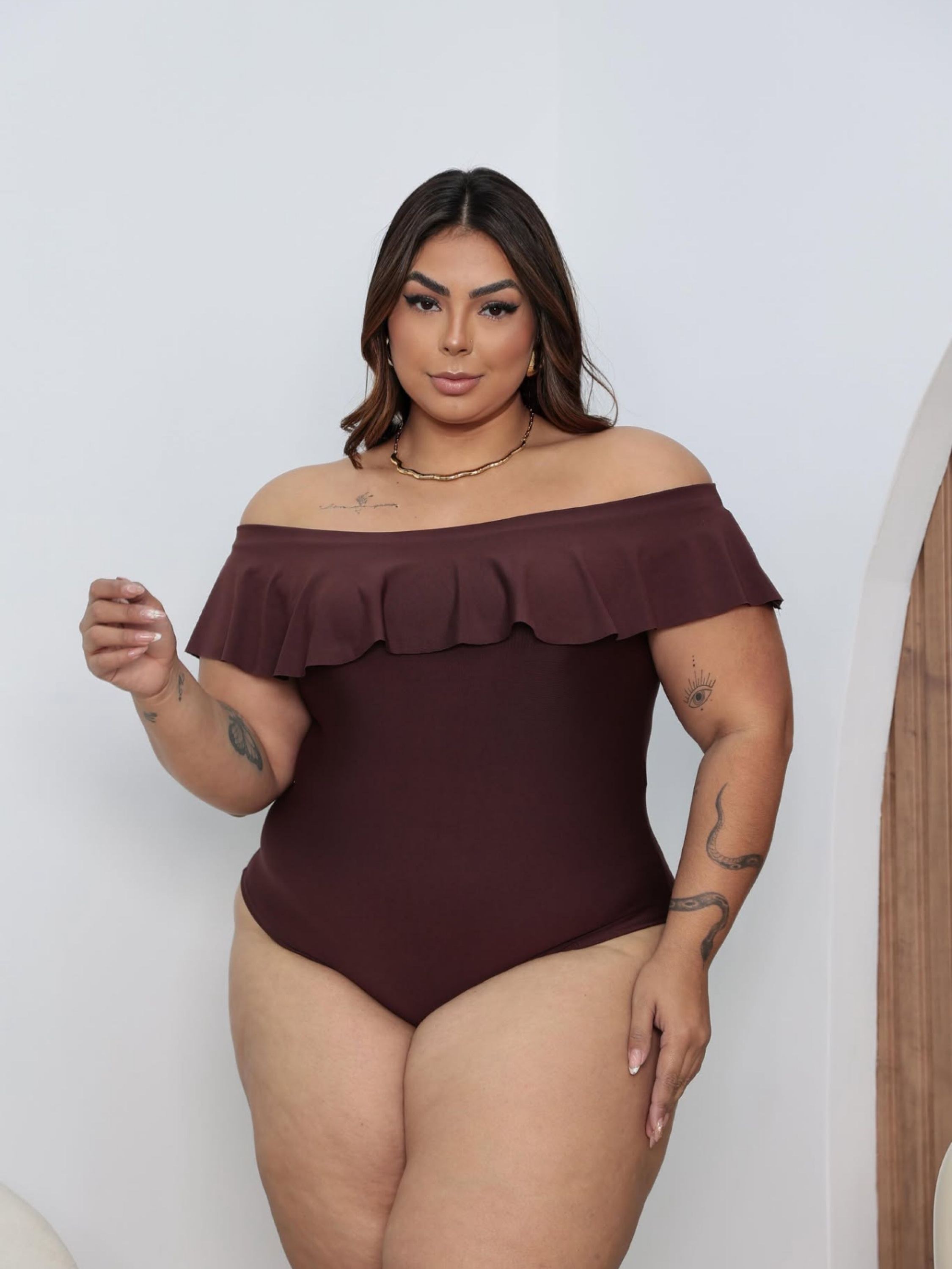 Body ombro a ombro Plus Size