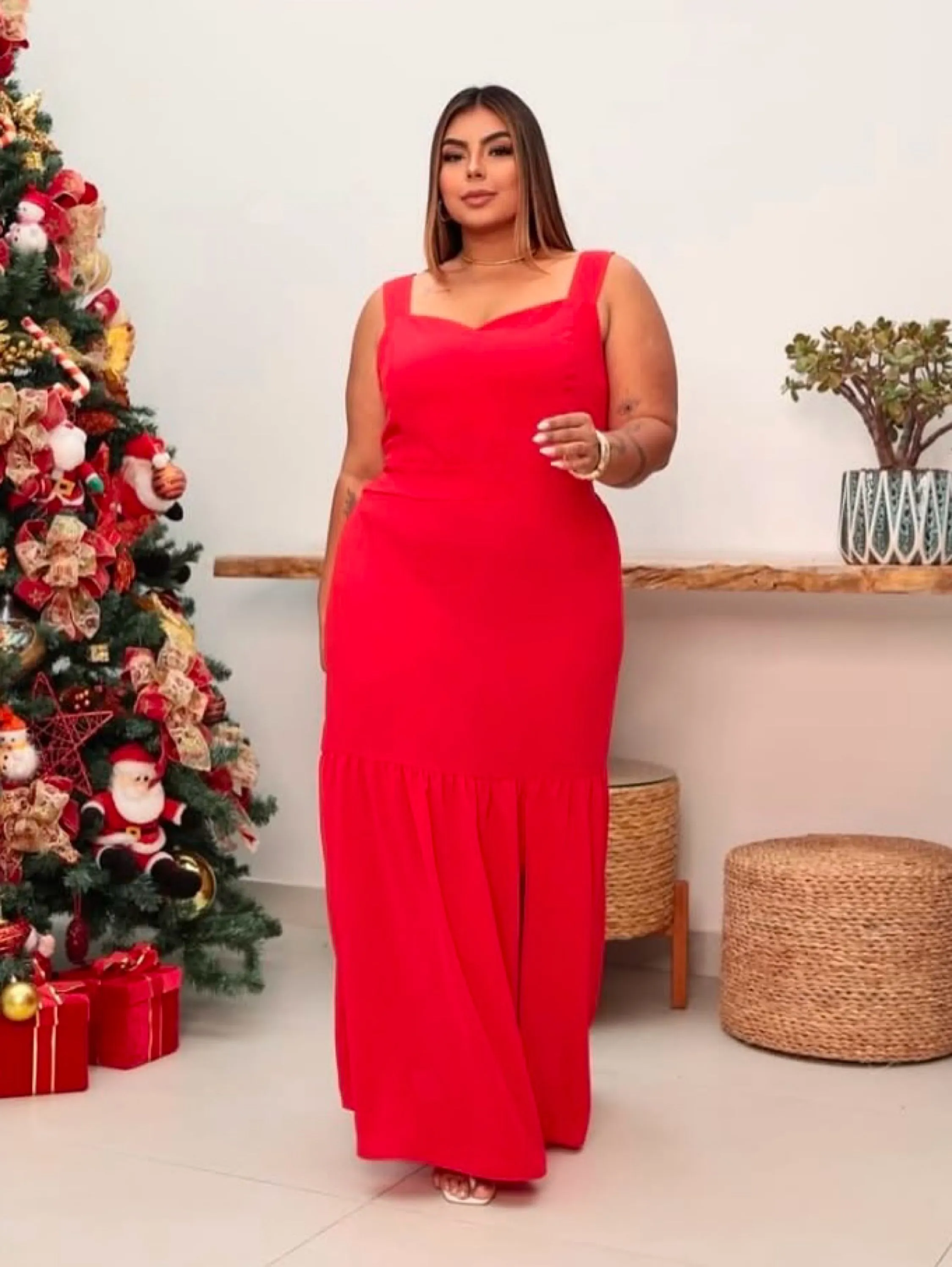 Vestido longo Adele fenda Plus Size