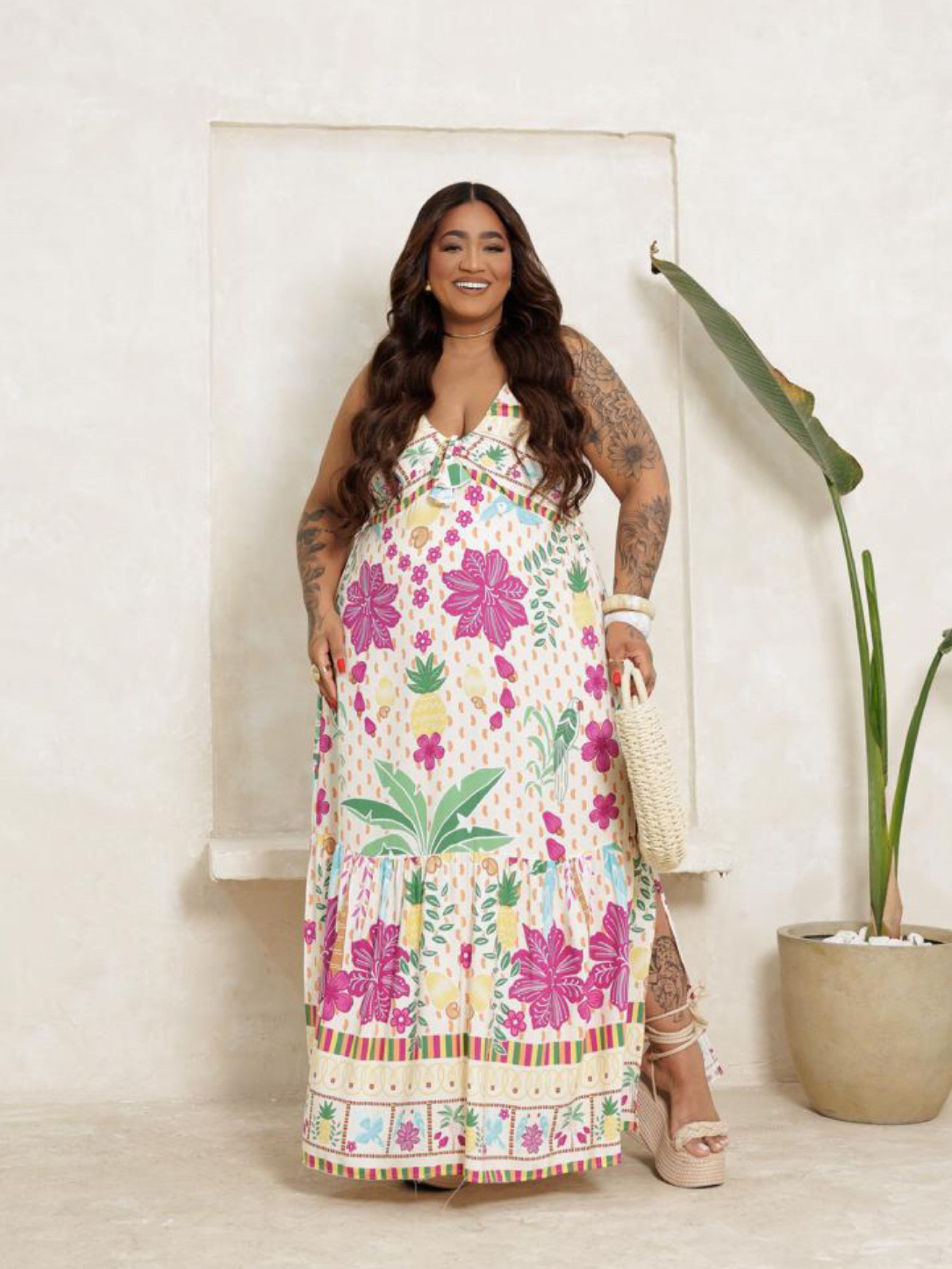 Vestido longo Eduarda farm Plus Size