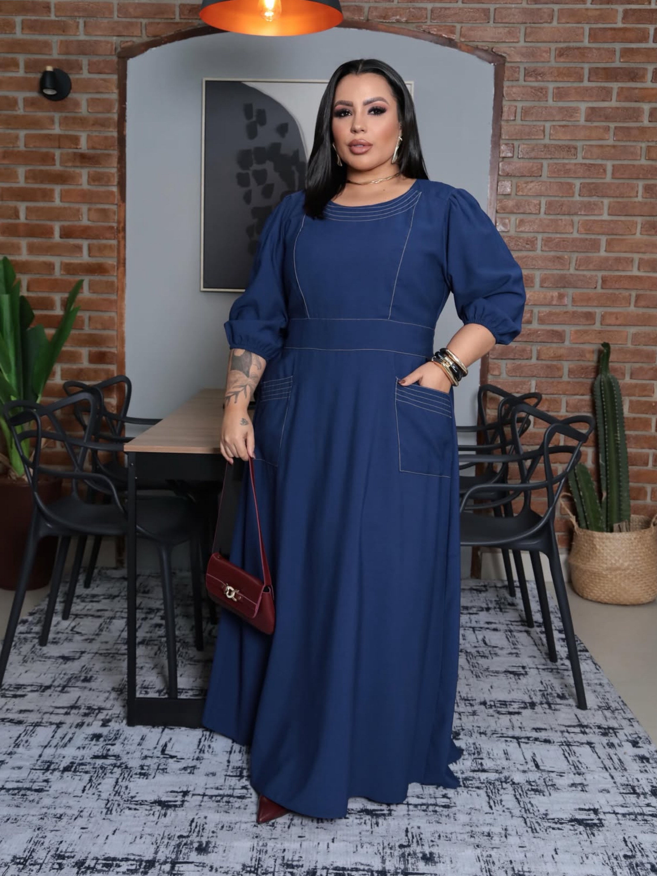 Vestido Alexa bolso Plus Size
