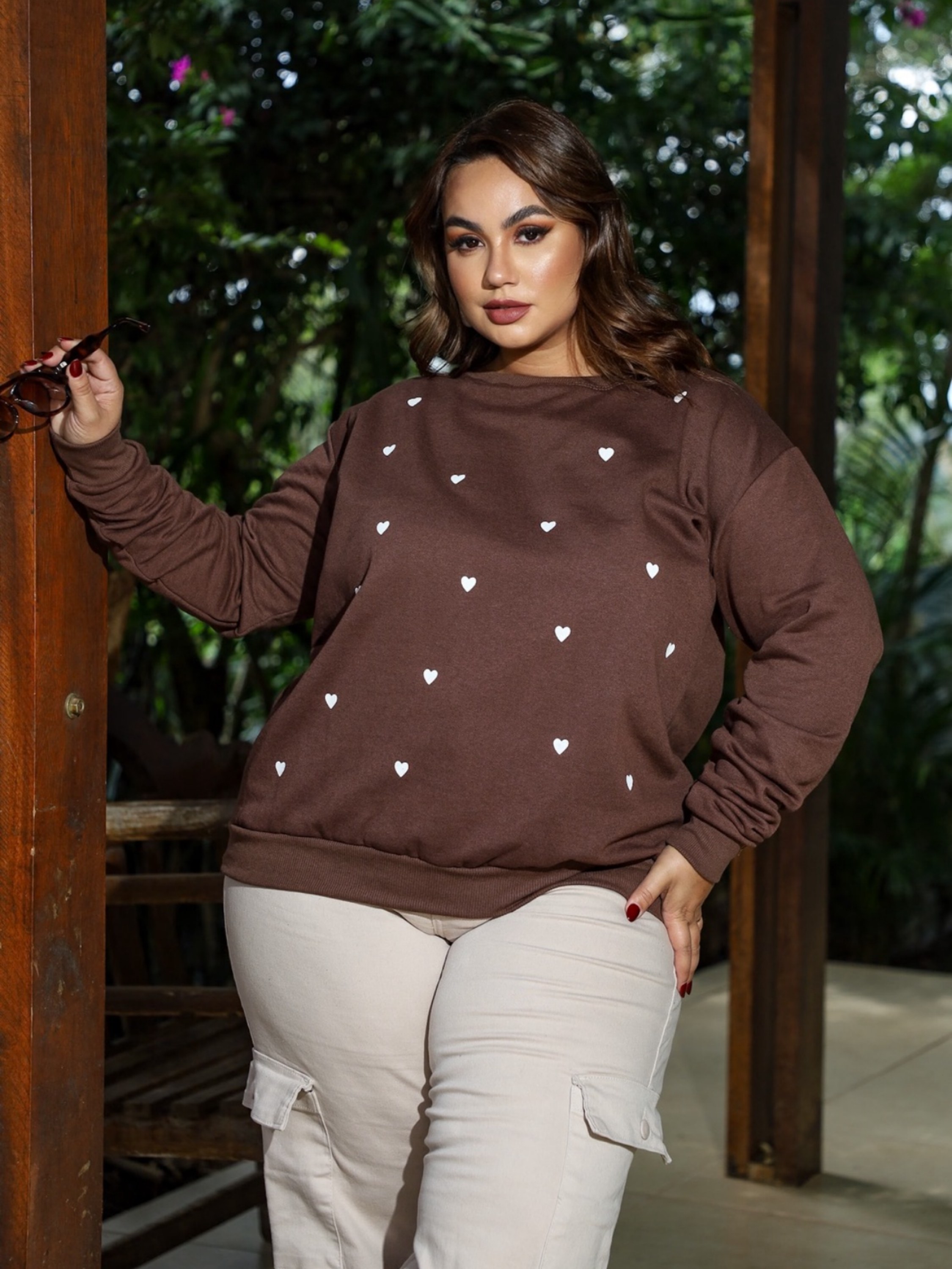 Blusa moletom estampada Plus Size