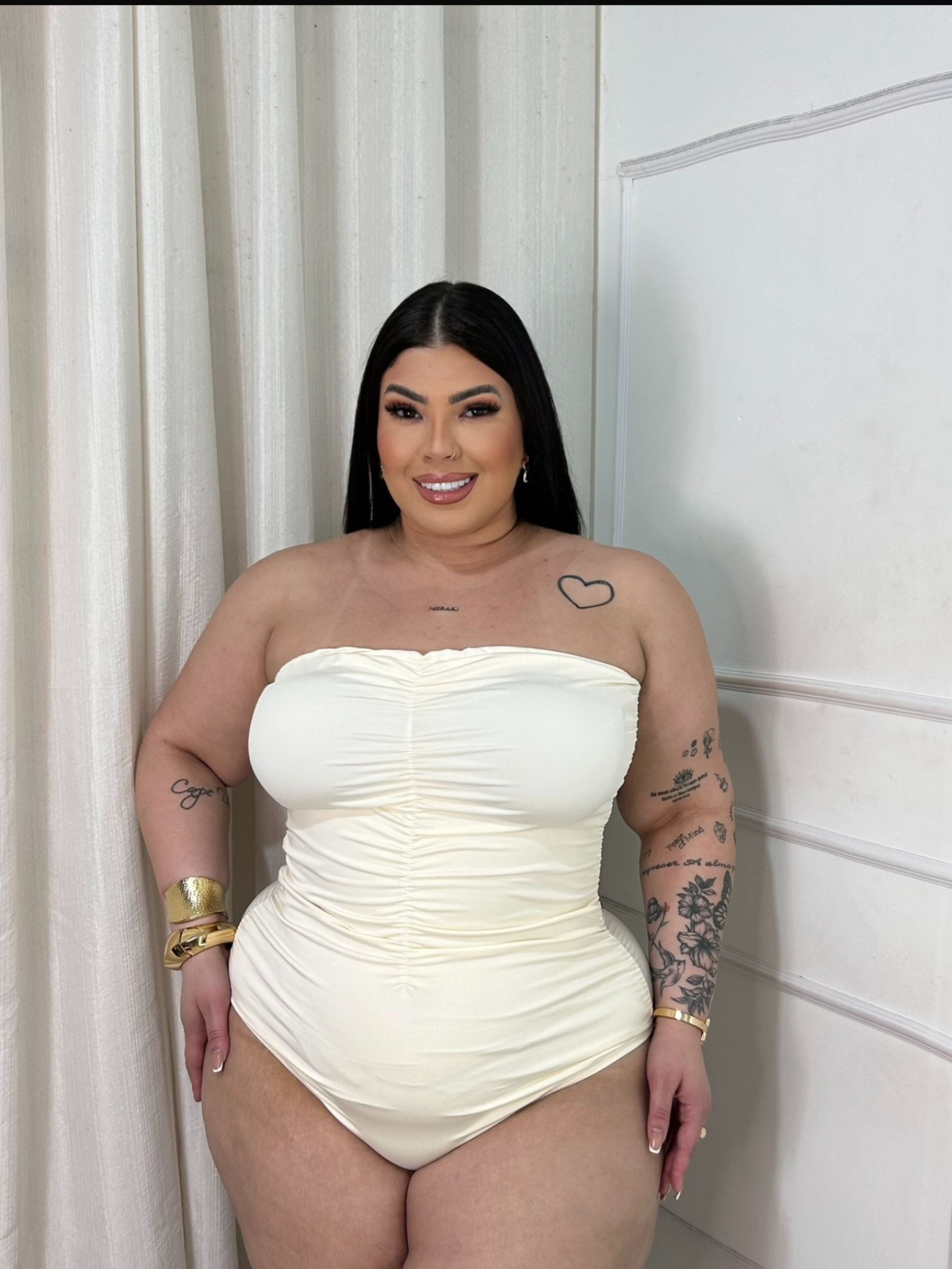 Body tomara que caia franzido Plus Size