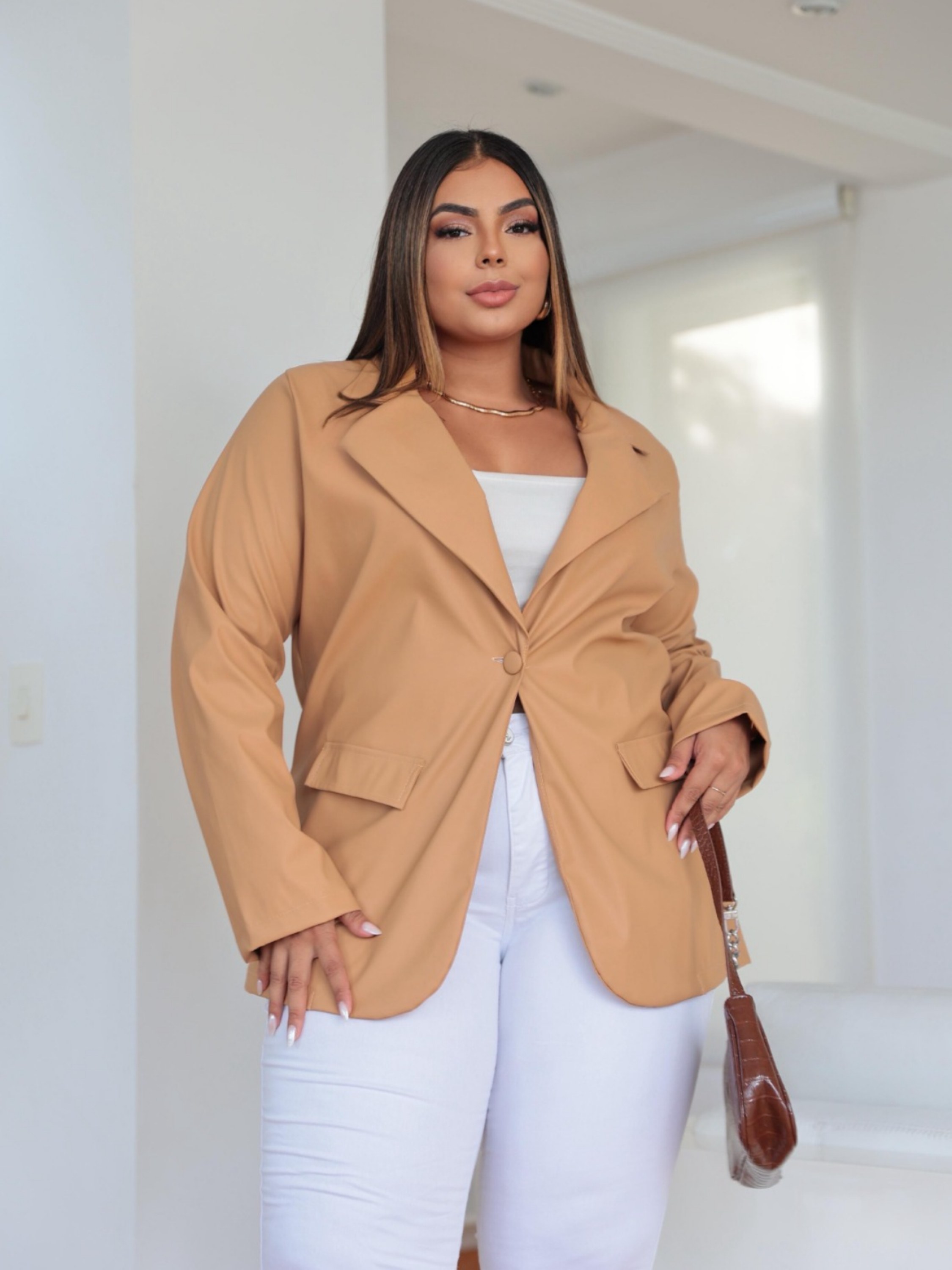 Blazer couro Plus Size