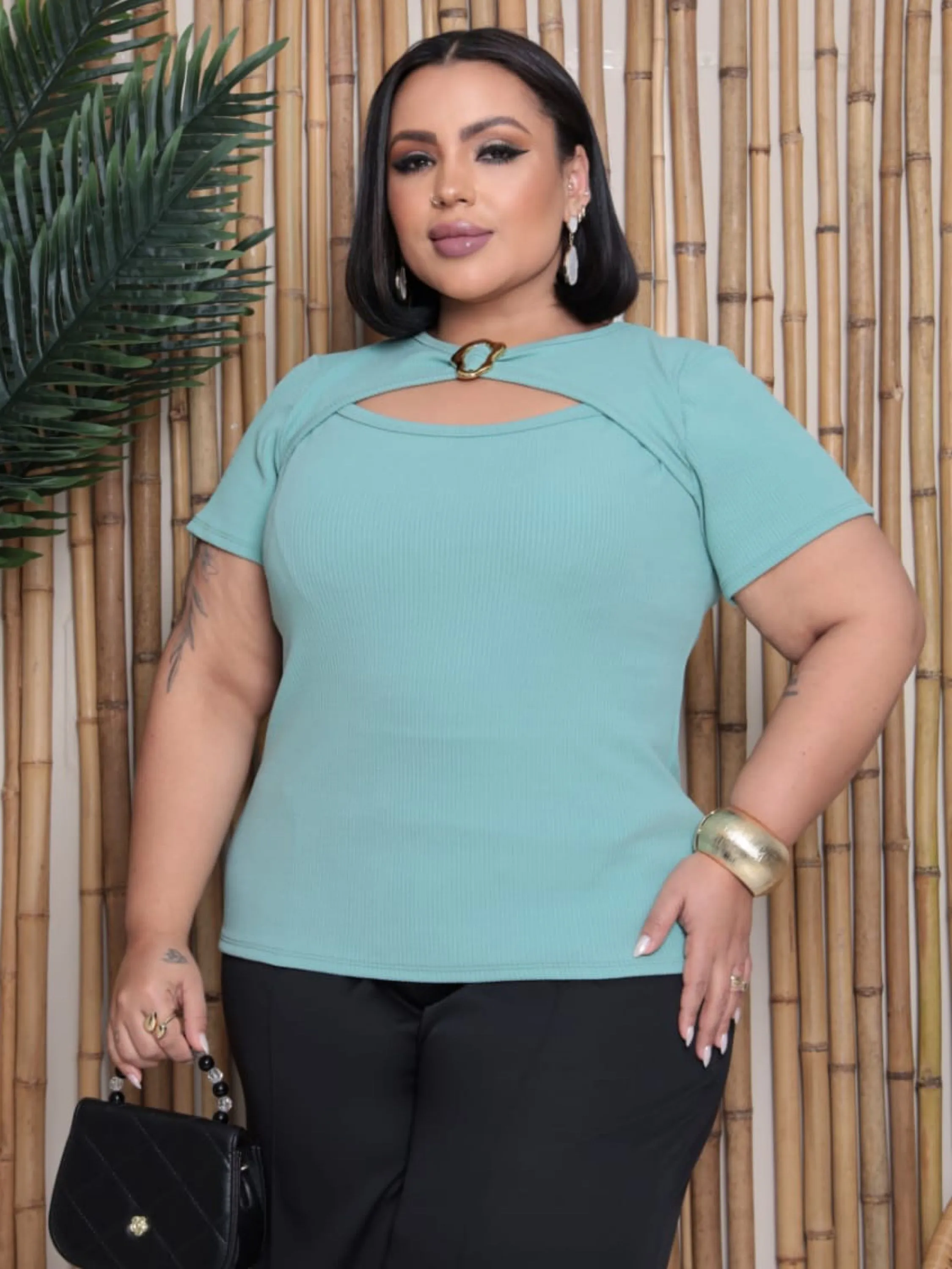 Blusa Luciana manguinha Plus Size