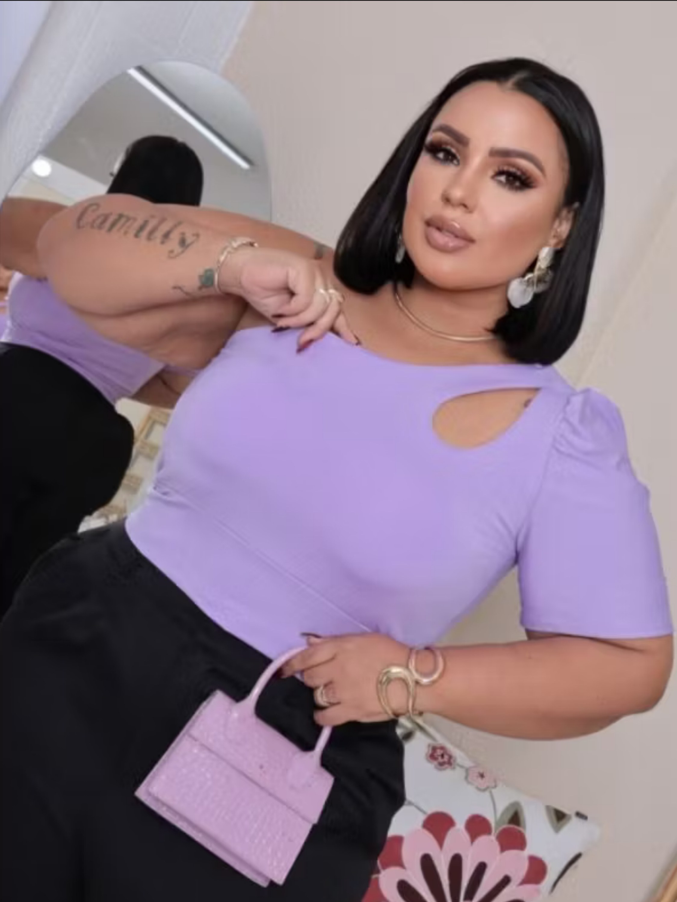 Cropped nula manga Gisele Plus Size