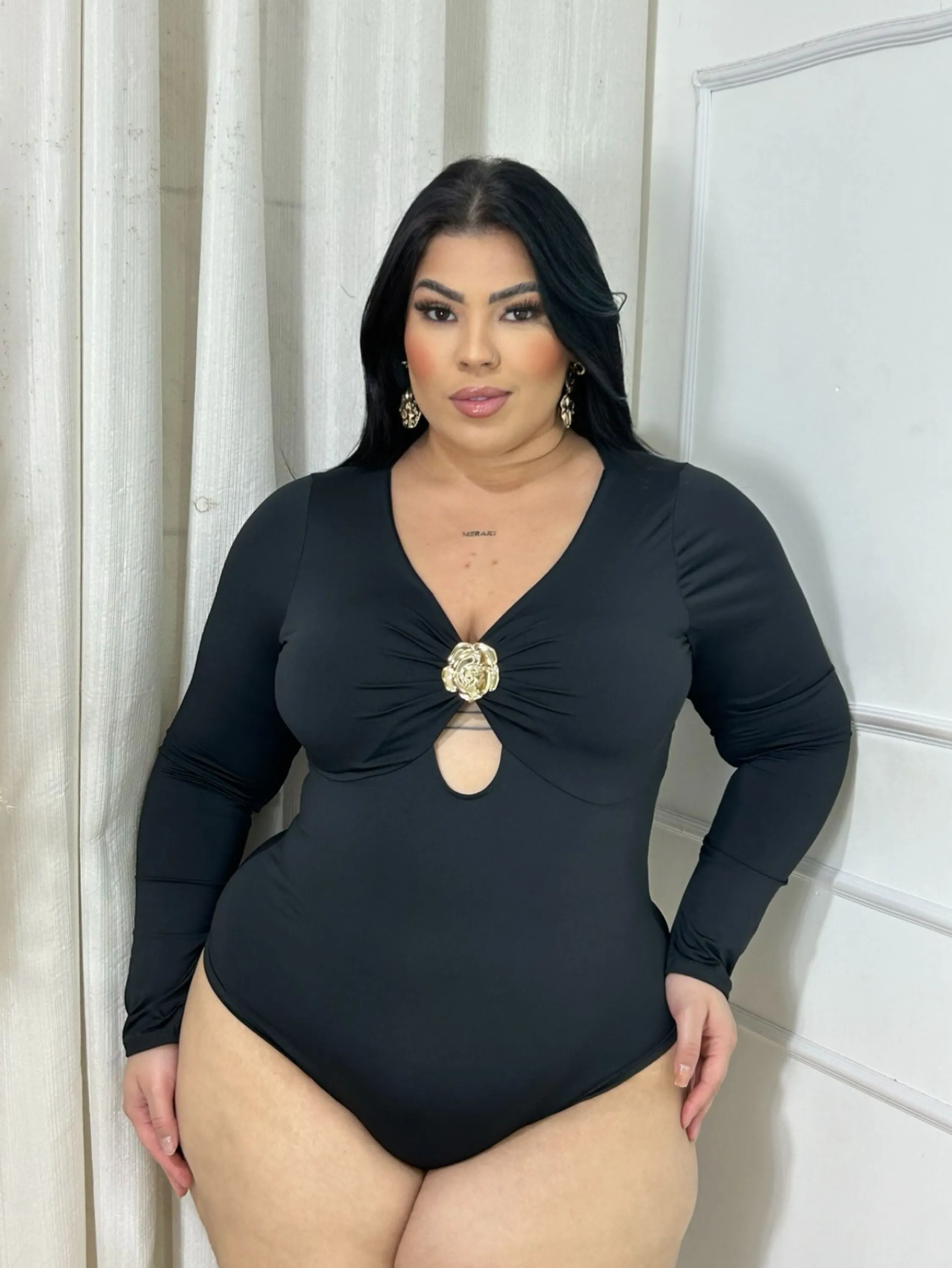 Body Lia manga longa Plus Size