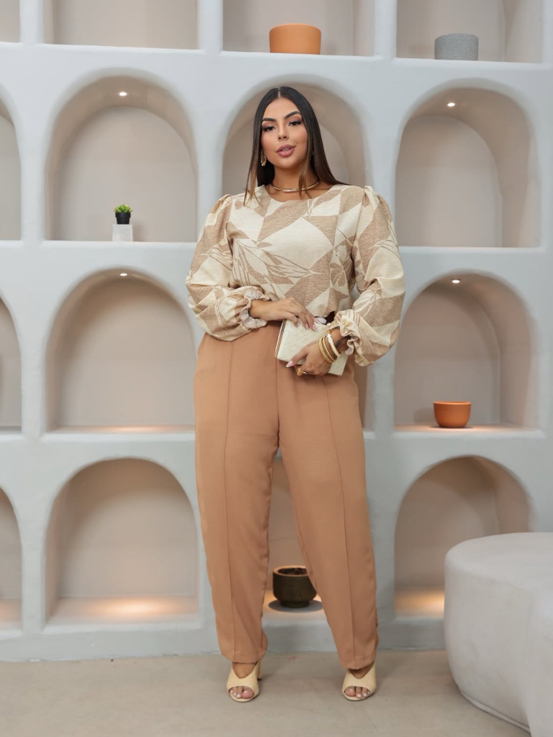 Conjunto manga longa Stephany Plus Size