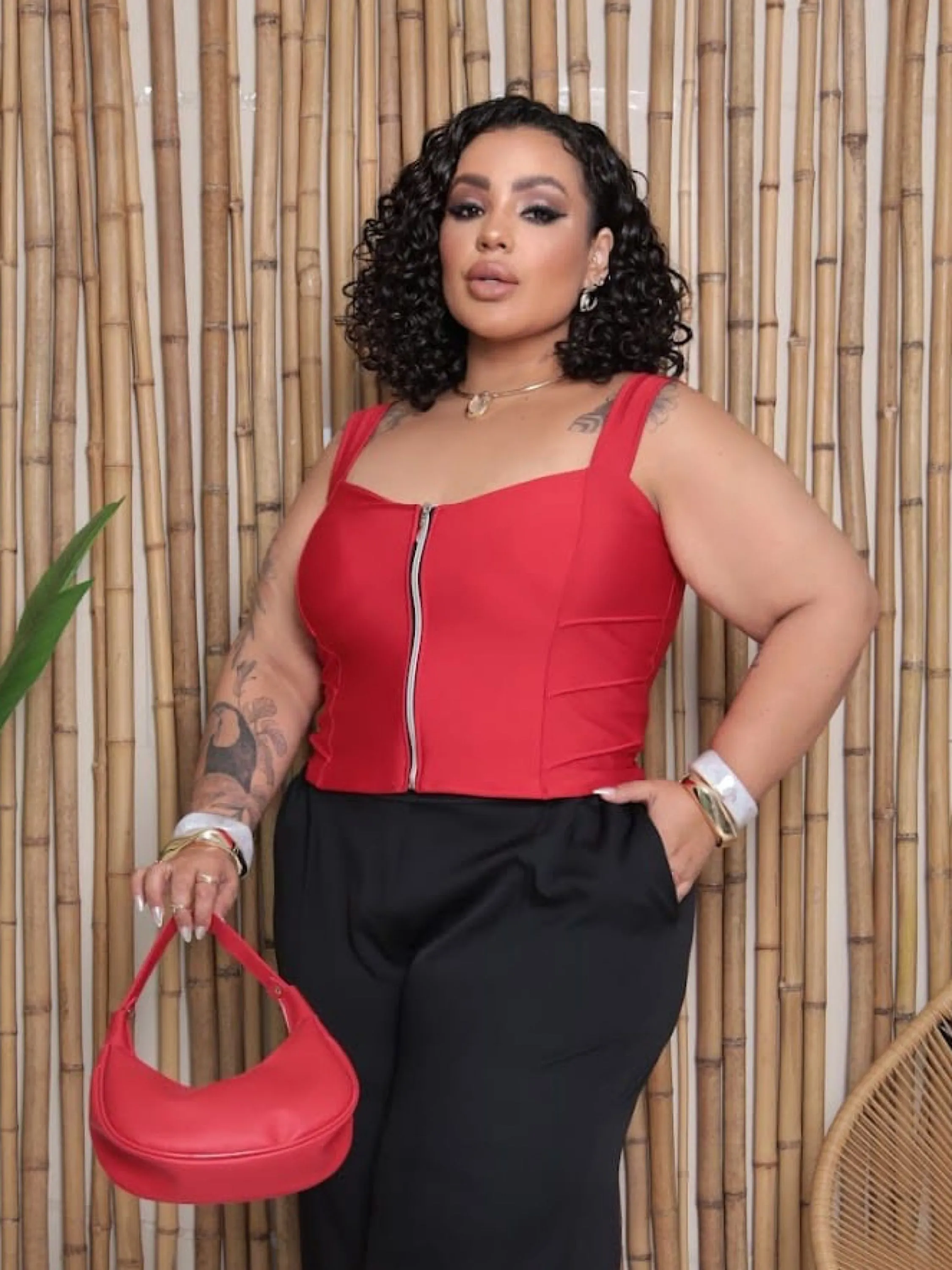 Cropped alcinha zíper Plus Size