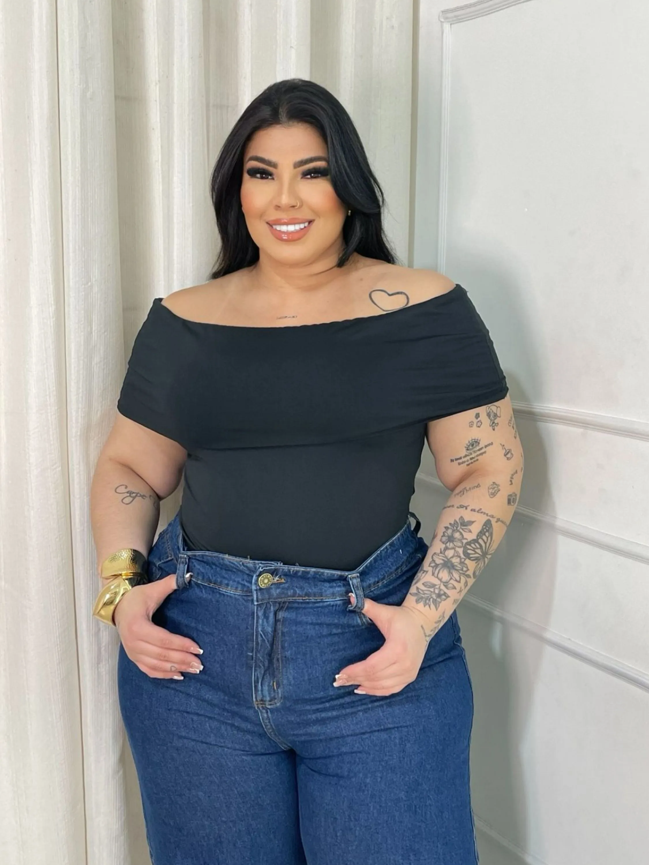 Body ombro a ombro Plus Size