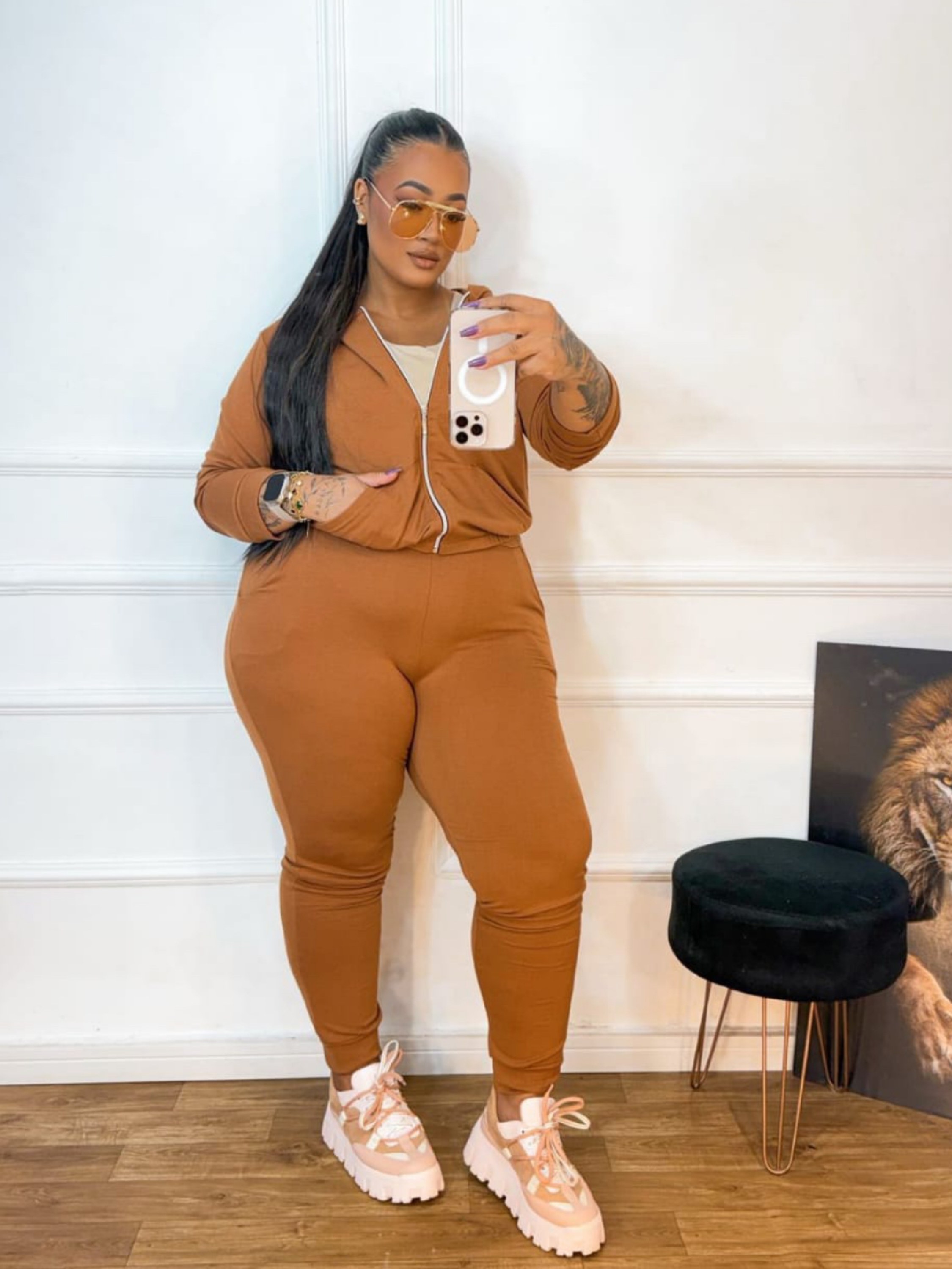 Conjunto zíper moletinho Plus Size