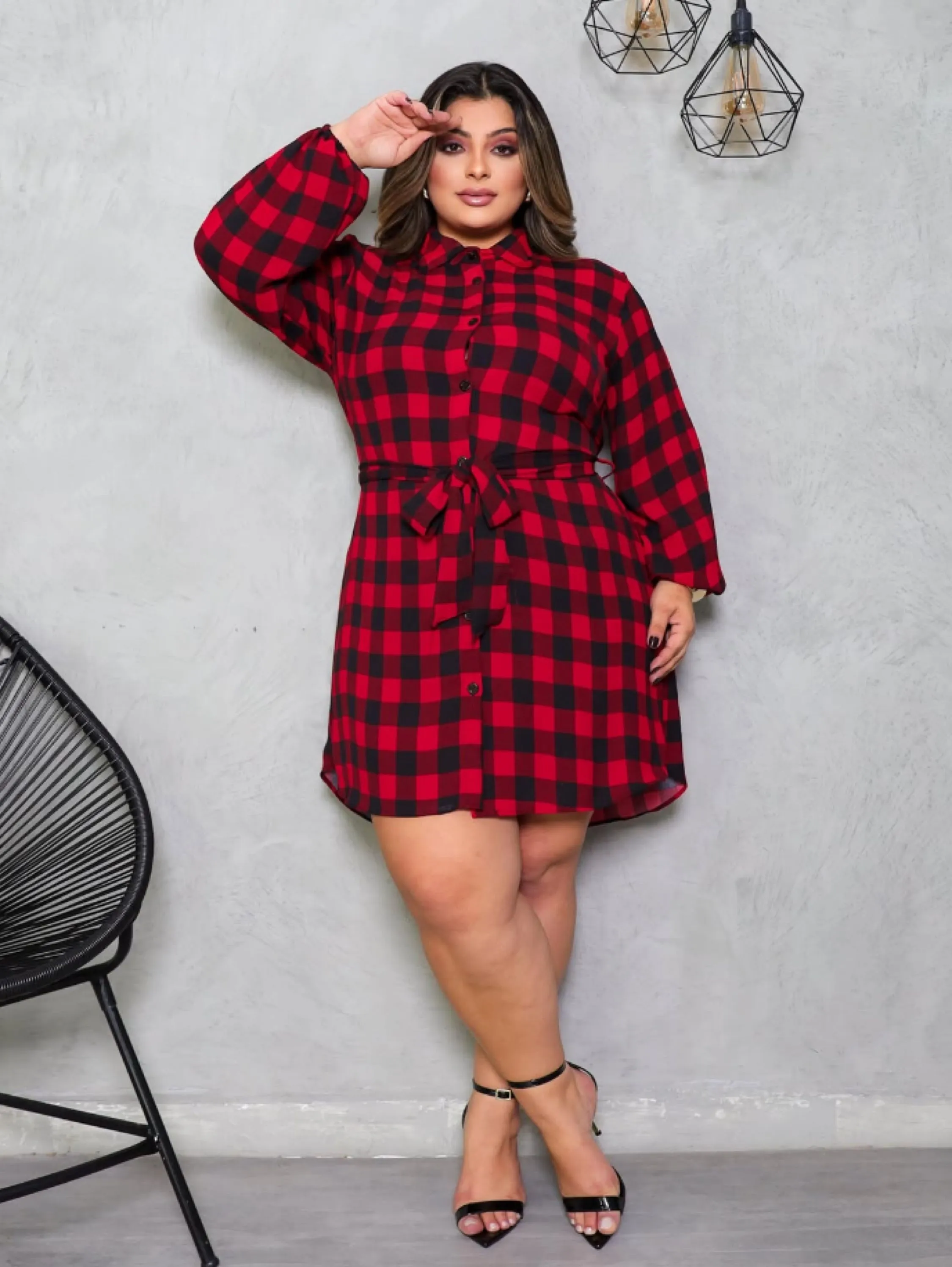 Chamise golinha xadrez Plus Size