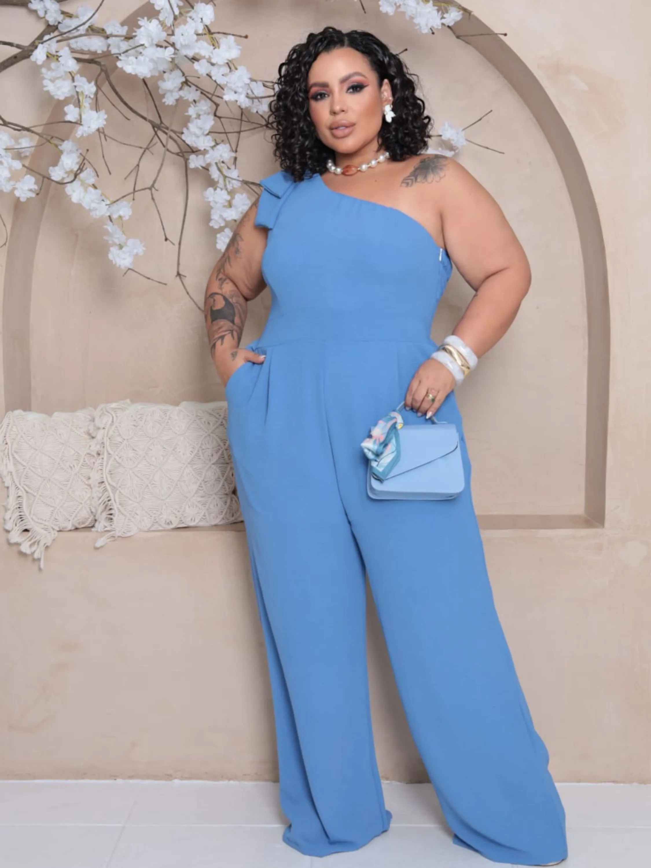 Macacão longo nula manca Plus Size