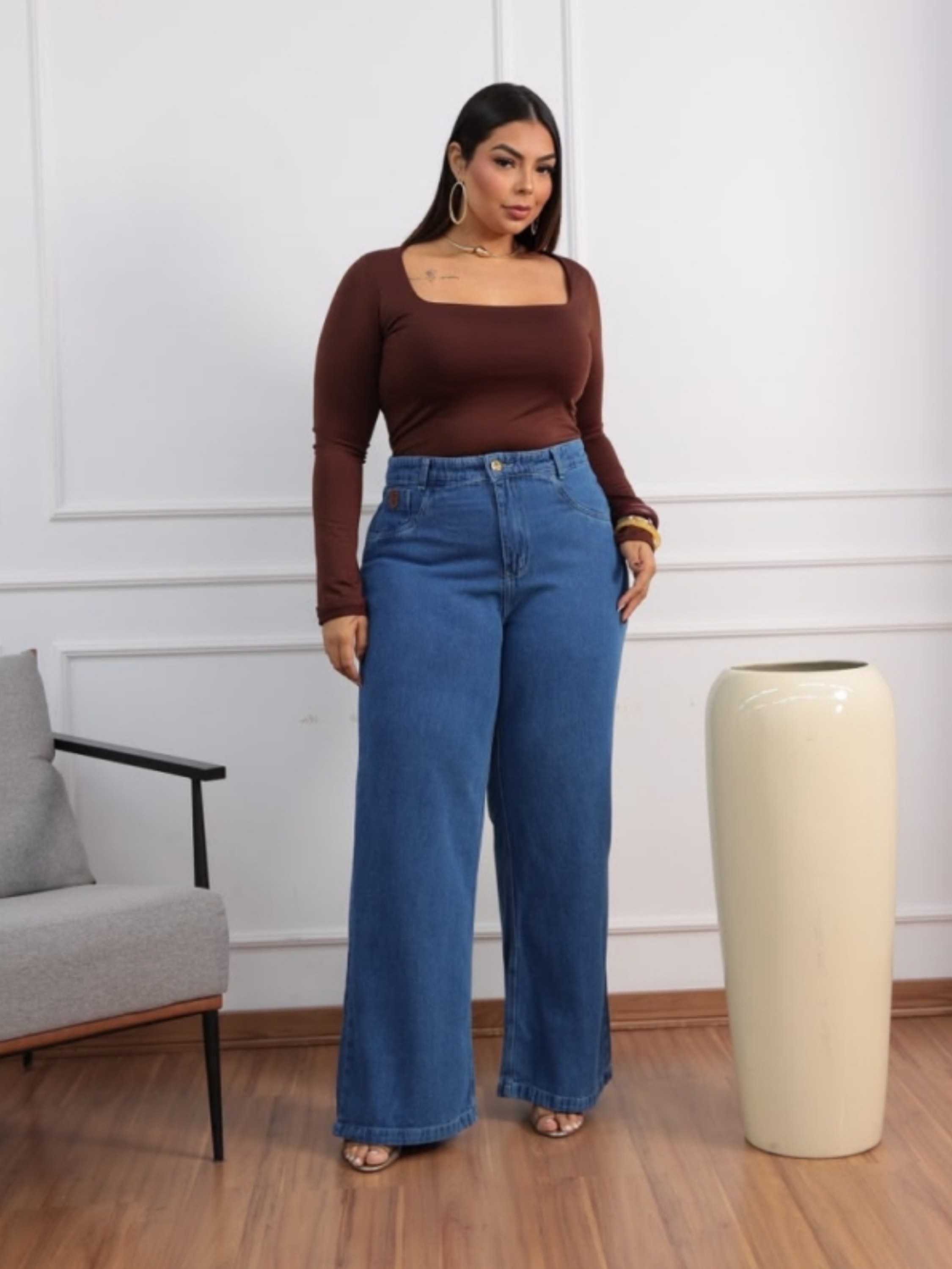Calça jeans flare Plus Size