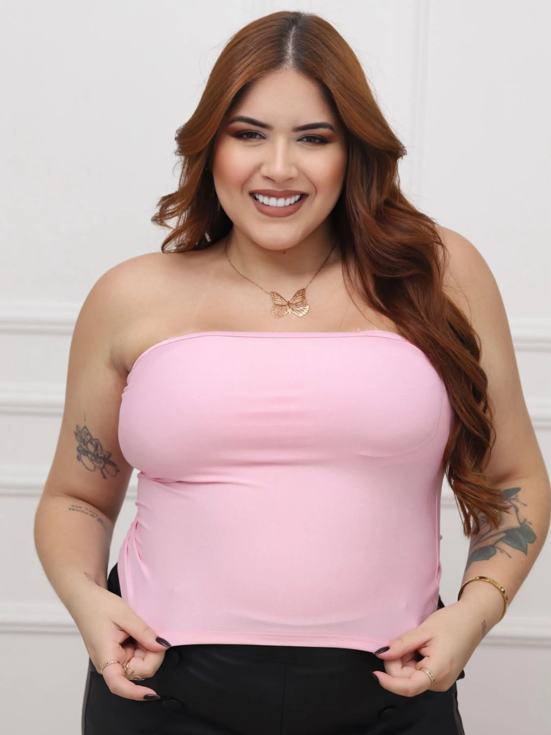 Cropped tomara que caia suplex Plus Size