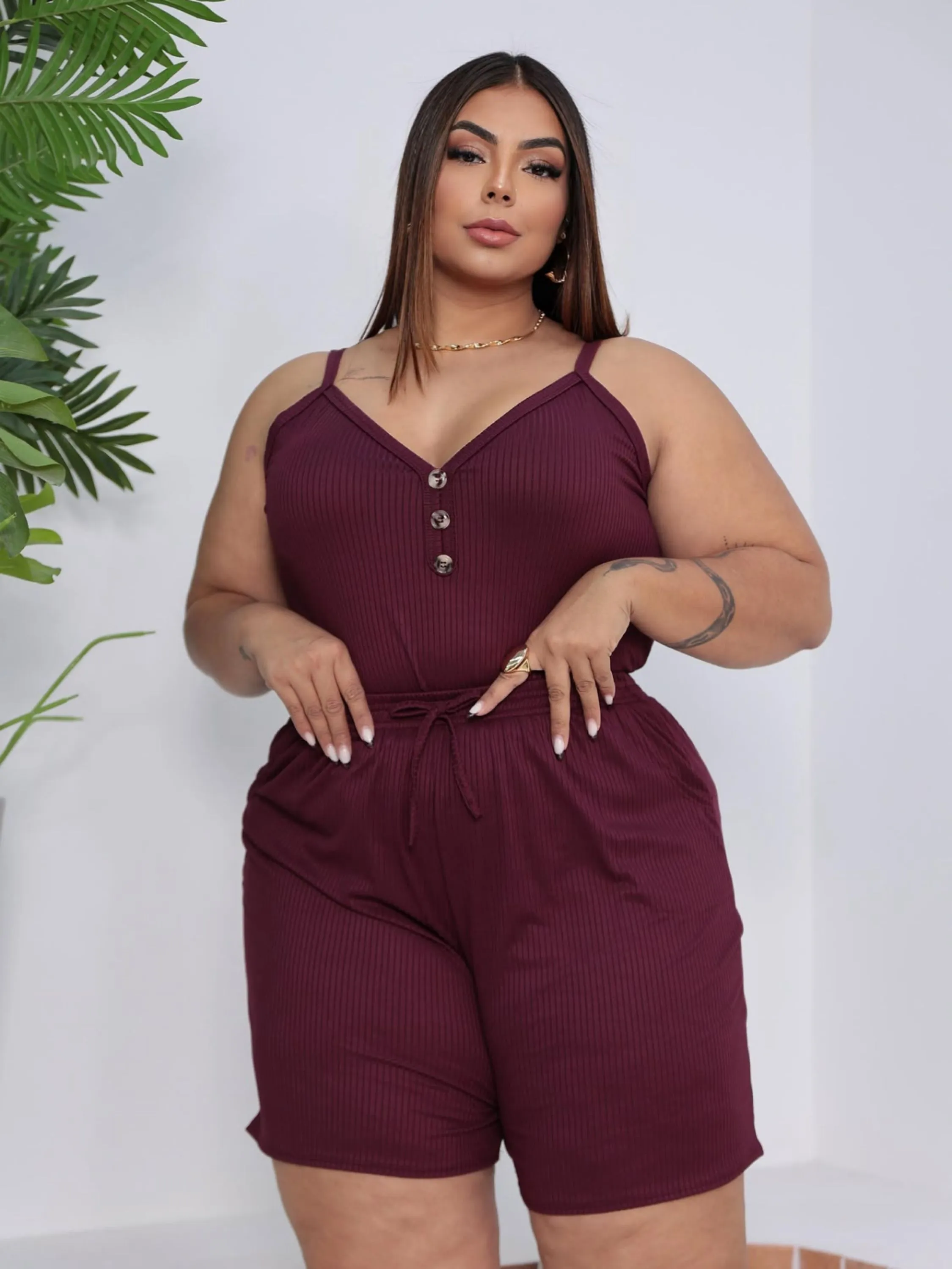 Conjunto alcinha canelado Plus Size