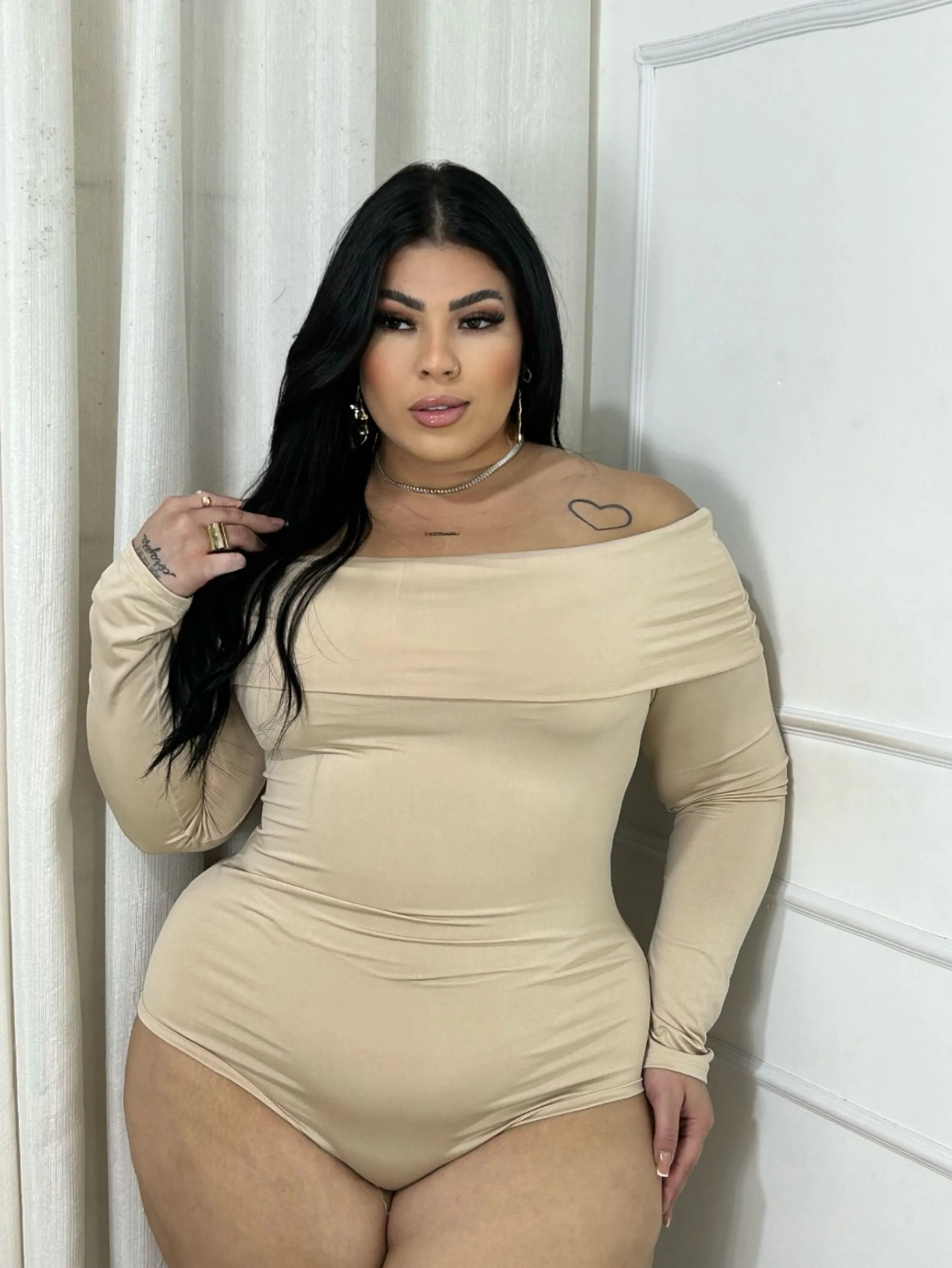 Body Anita manga longa Plus Size