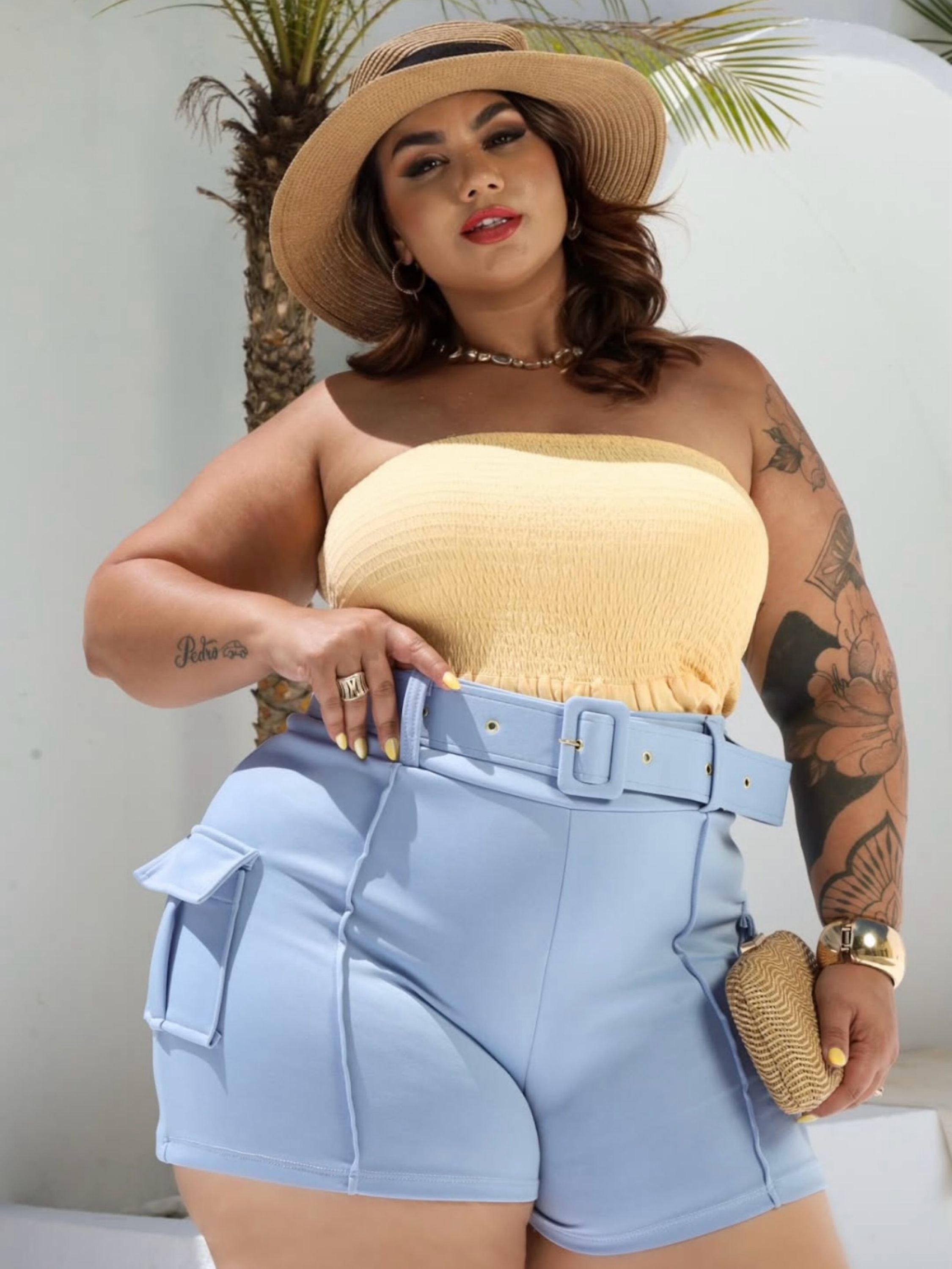 Shorts cargo neoprene Plus Size