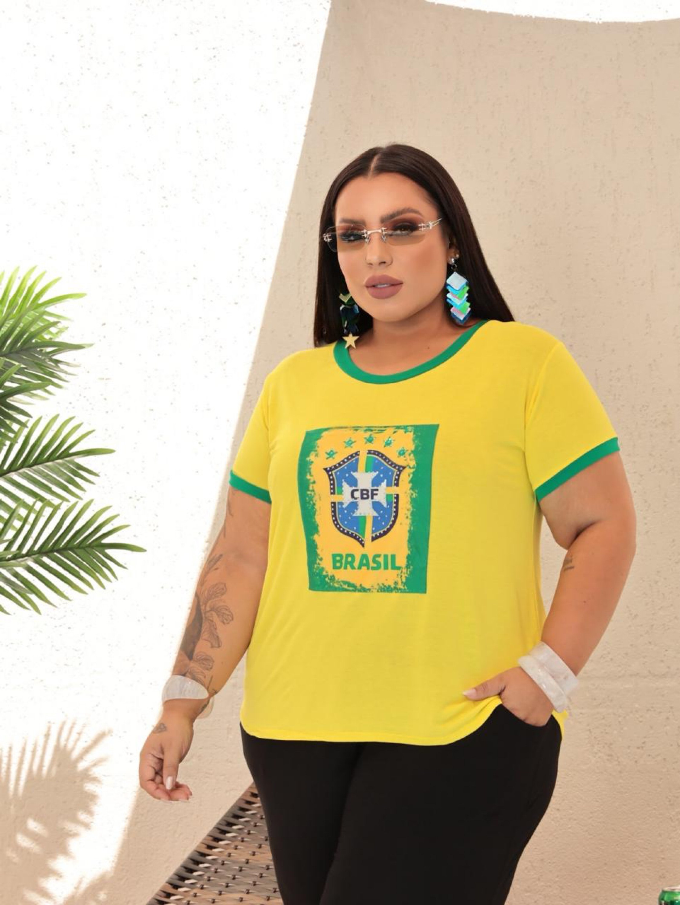 Blusa Brasil viscolycra Plus Size