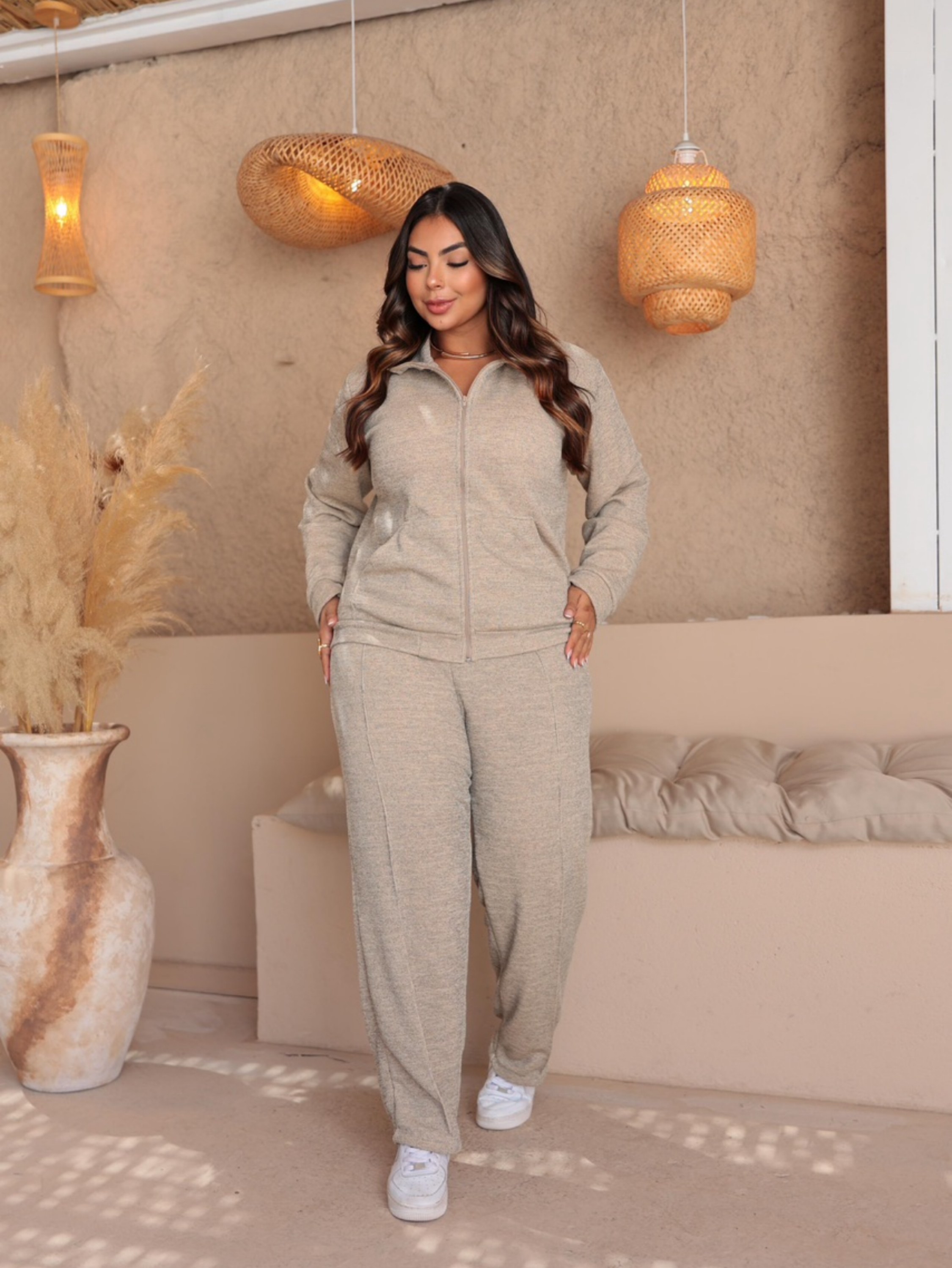 Conjunto zíper ribi Plus Size