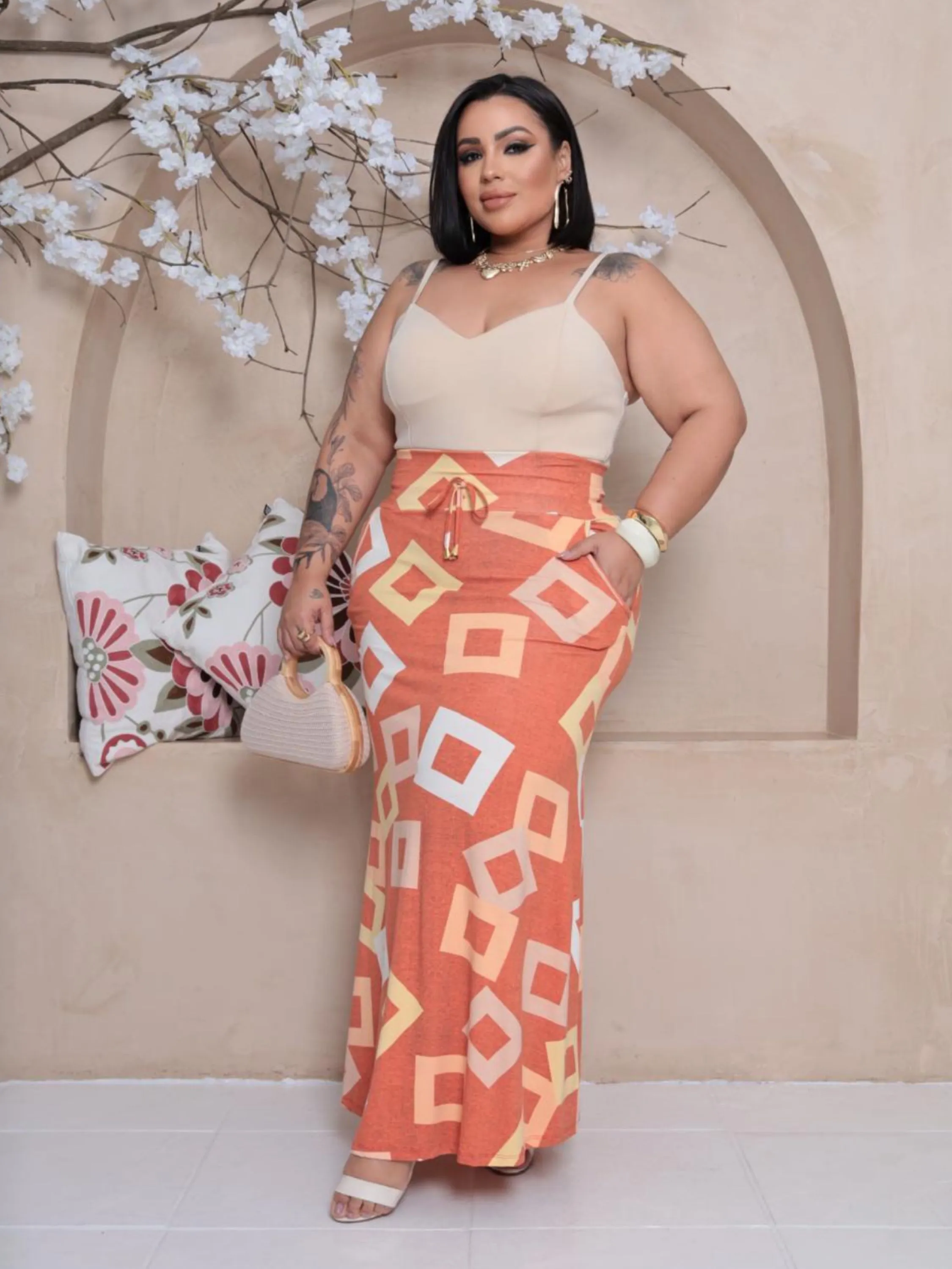 Saia longa viscolycra Plus Size
