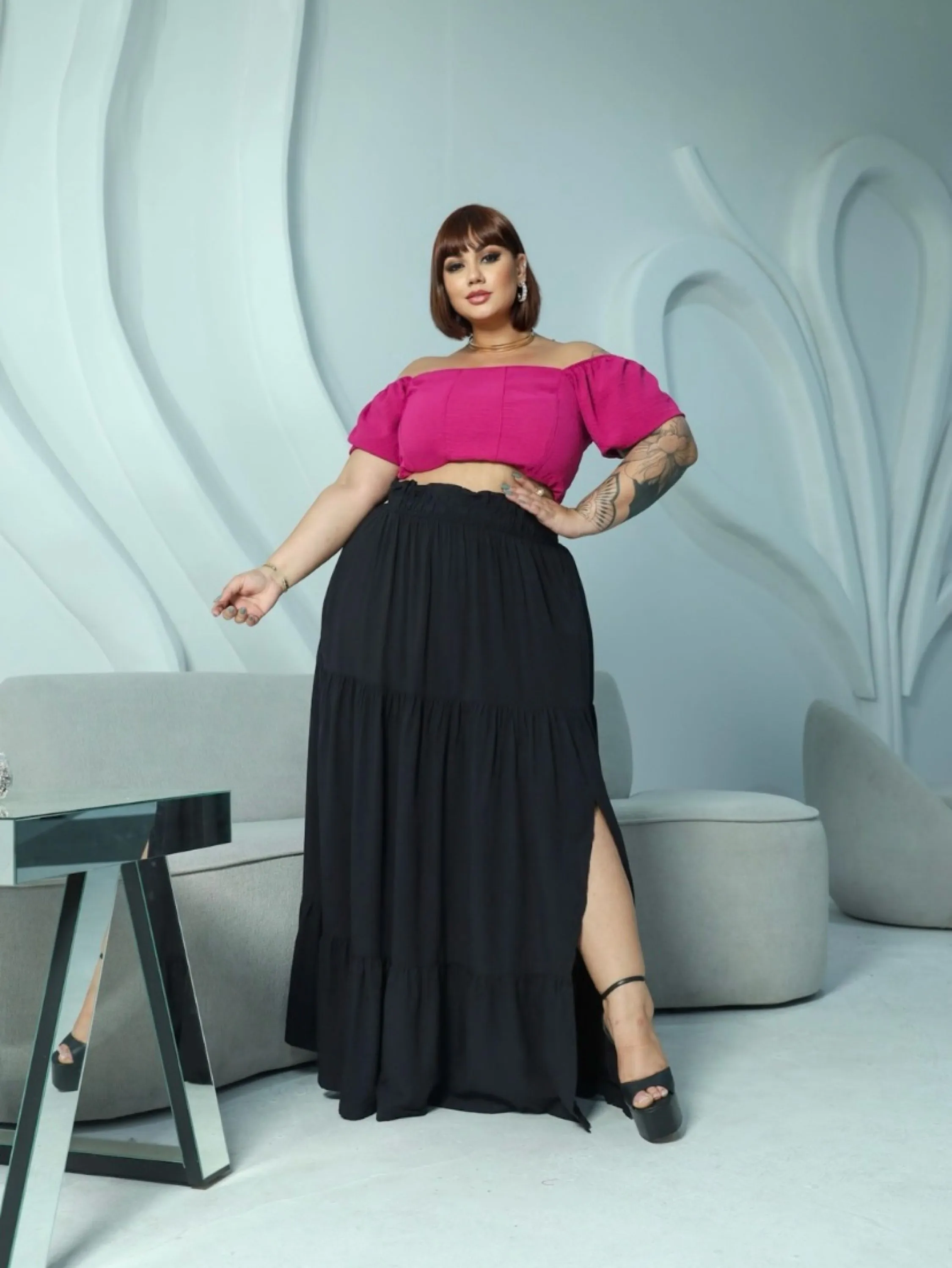 Saia longa três Marias Plus Size