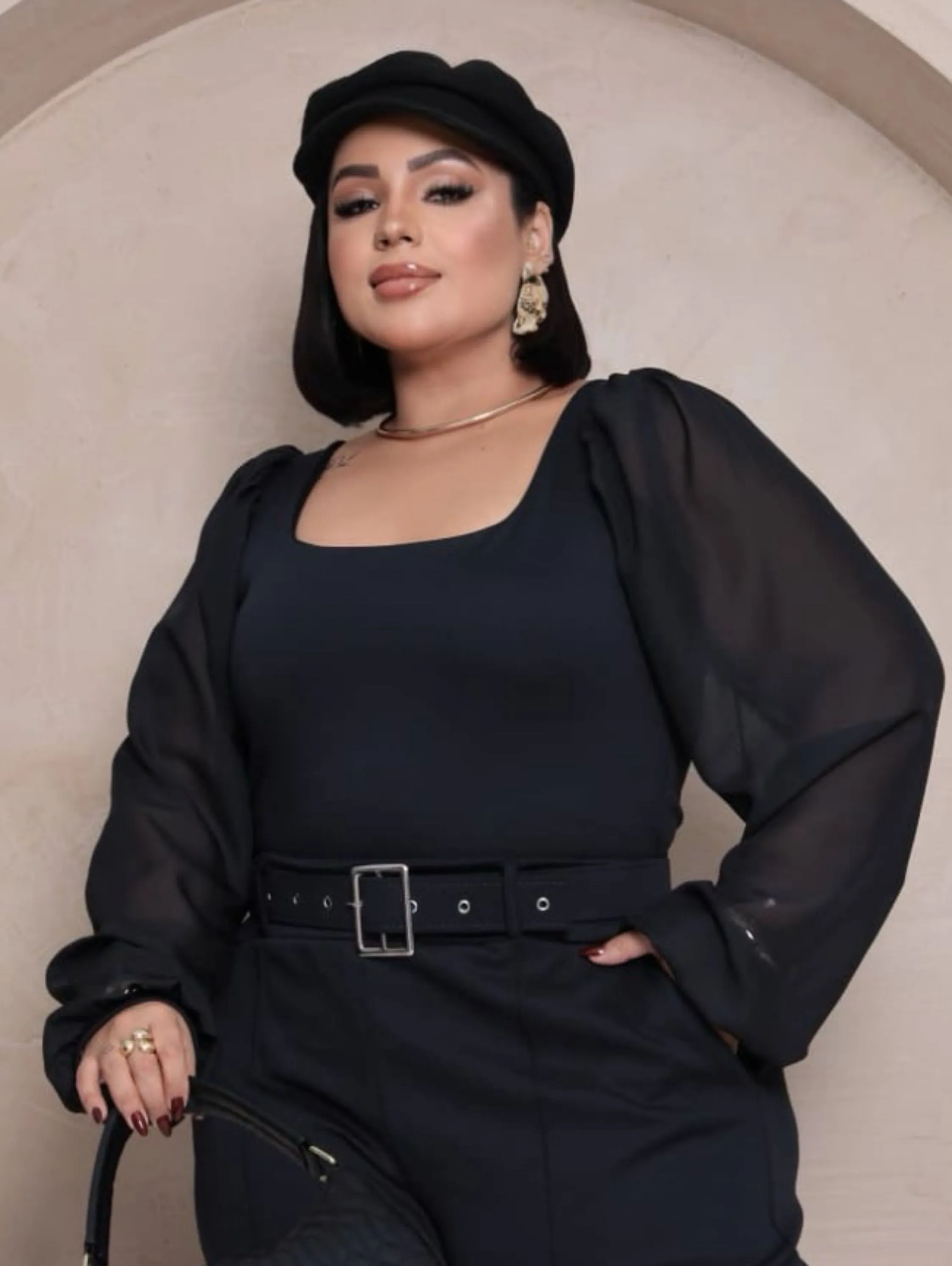 Blusa manga longa tule Maressa Plus Size