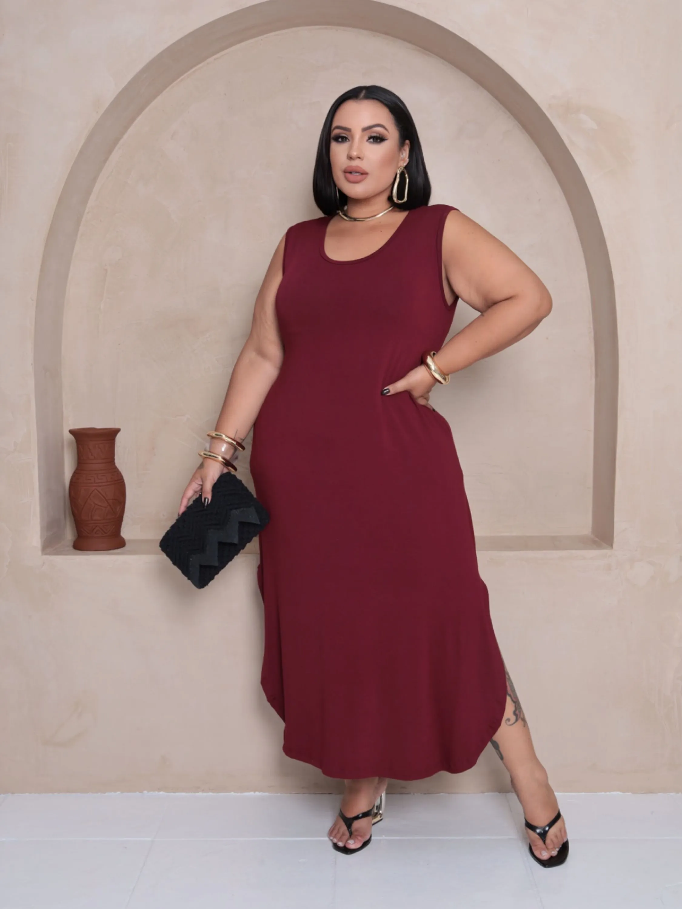 Vestido regata viscolycra Plus Size