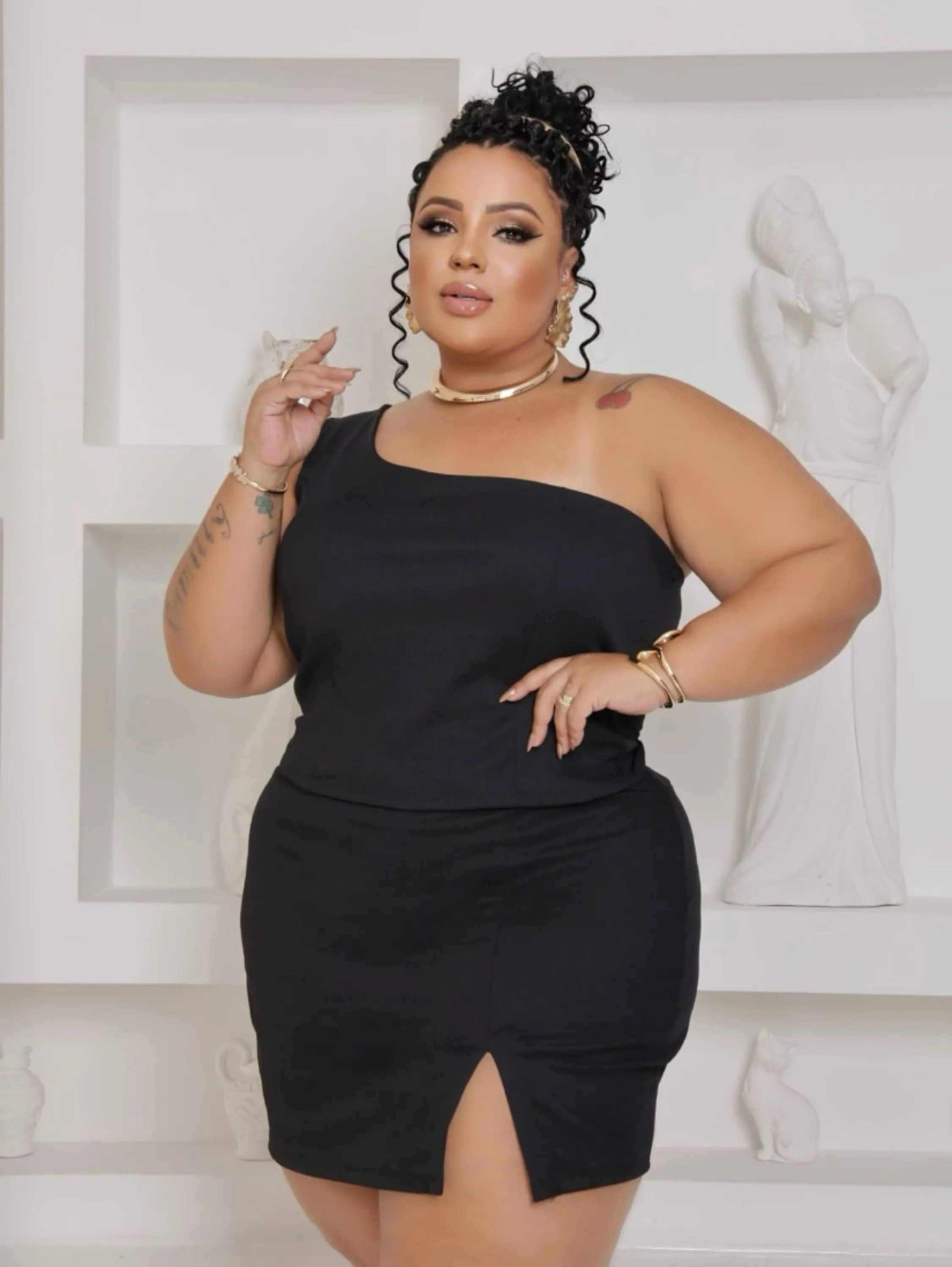 Conjunto Aurora nula manca Plus Size