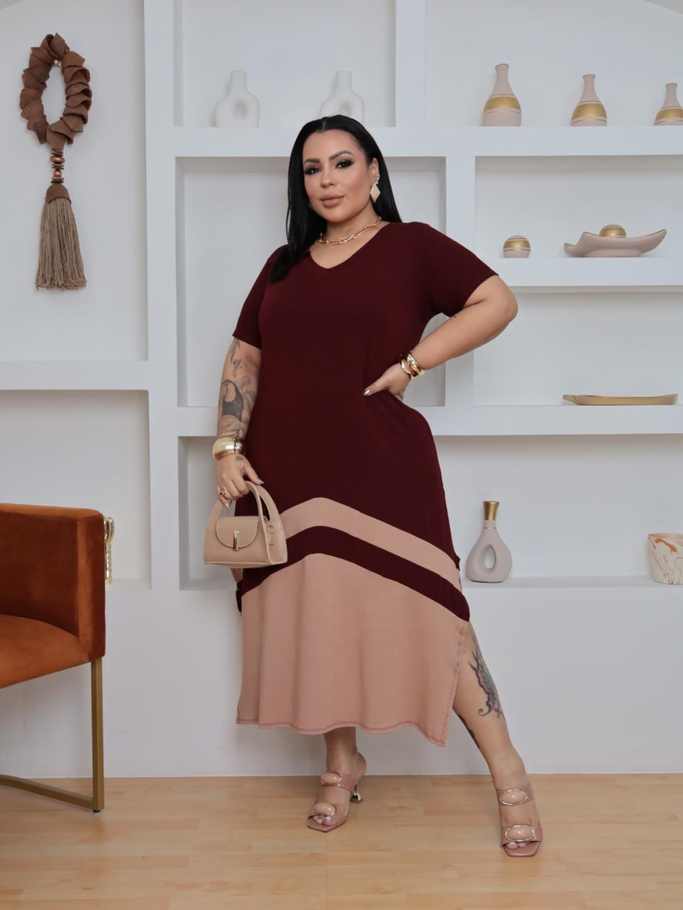 Vestido bicolor Melina Plus Size