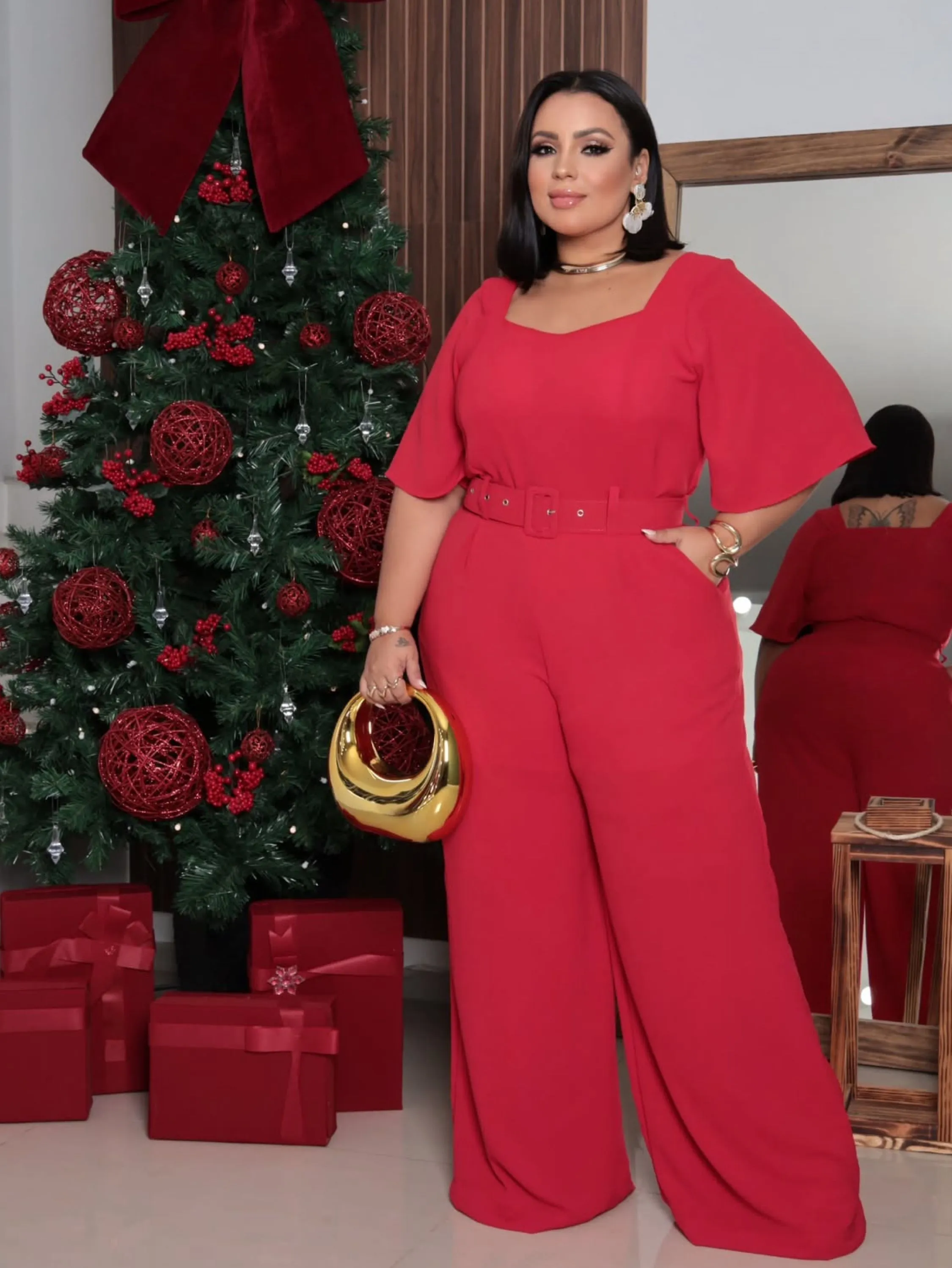 Macacão longo manga flare Plus Size