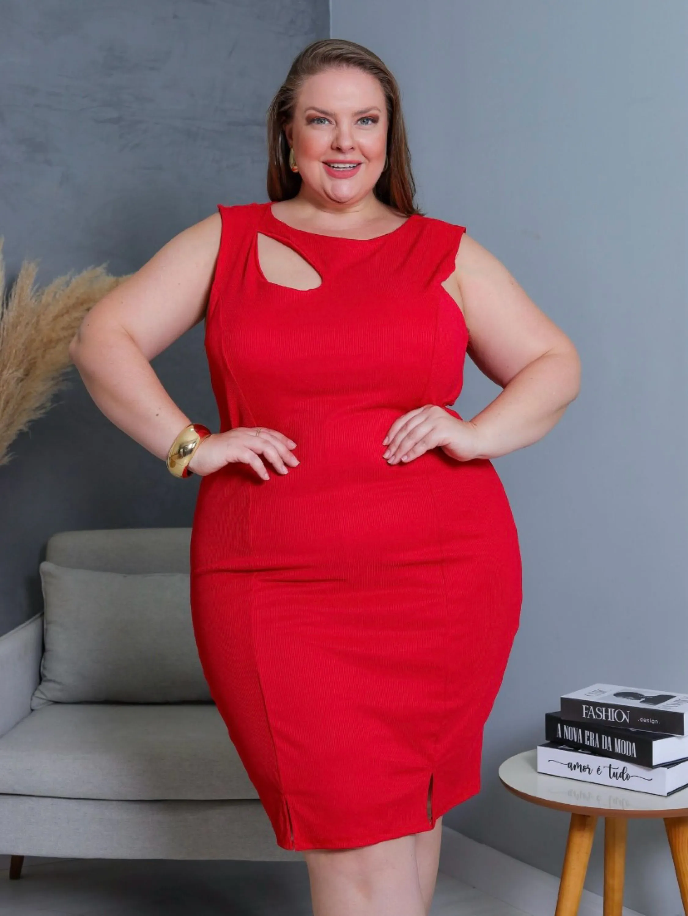 Vestido Ariana canelado Plus Size