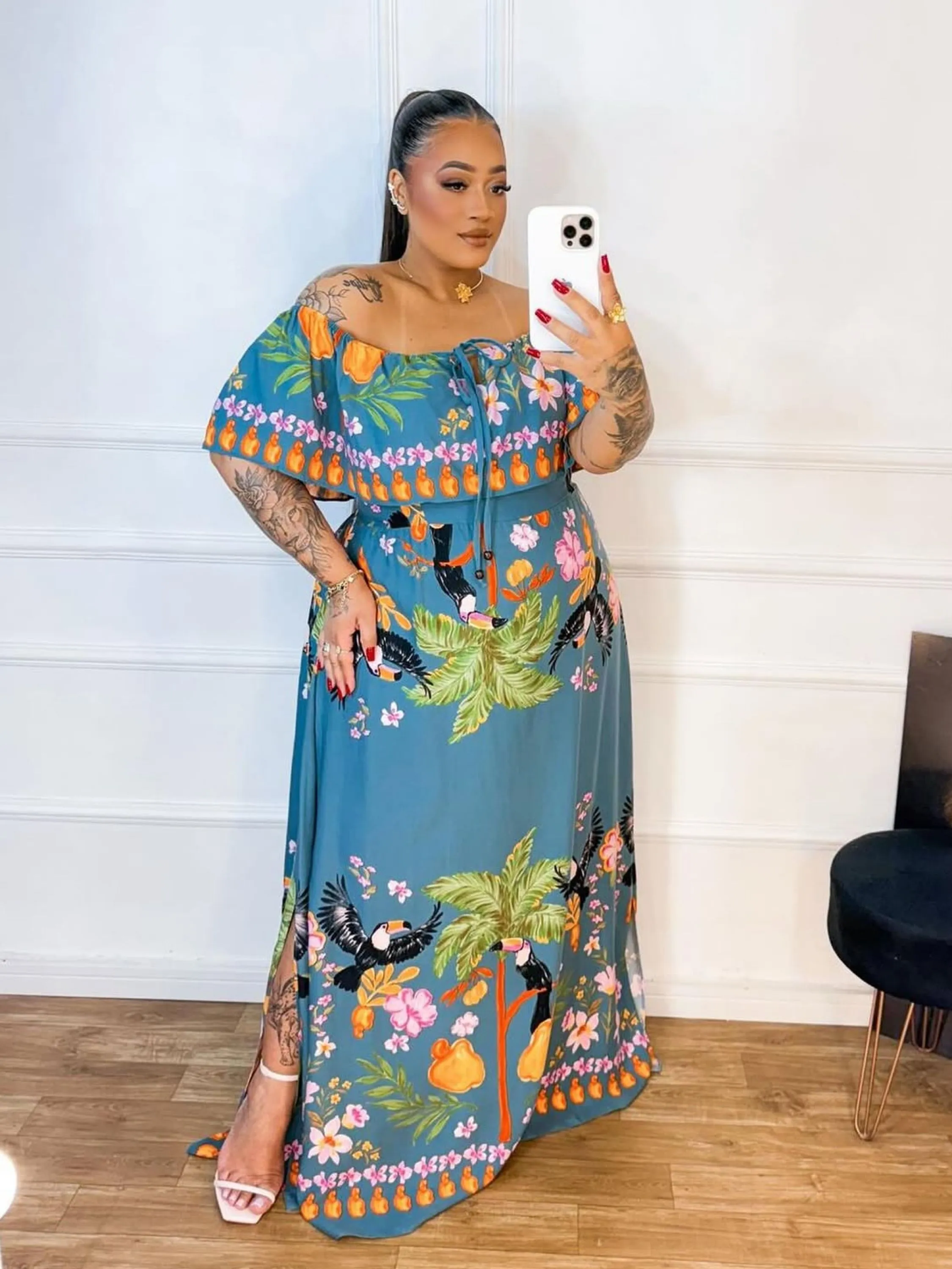Vestido ombro a ombro farm Plus Size