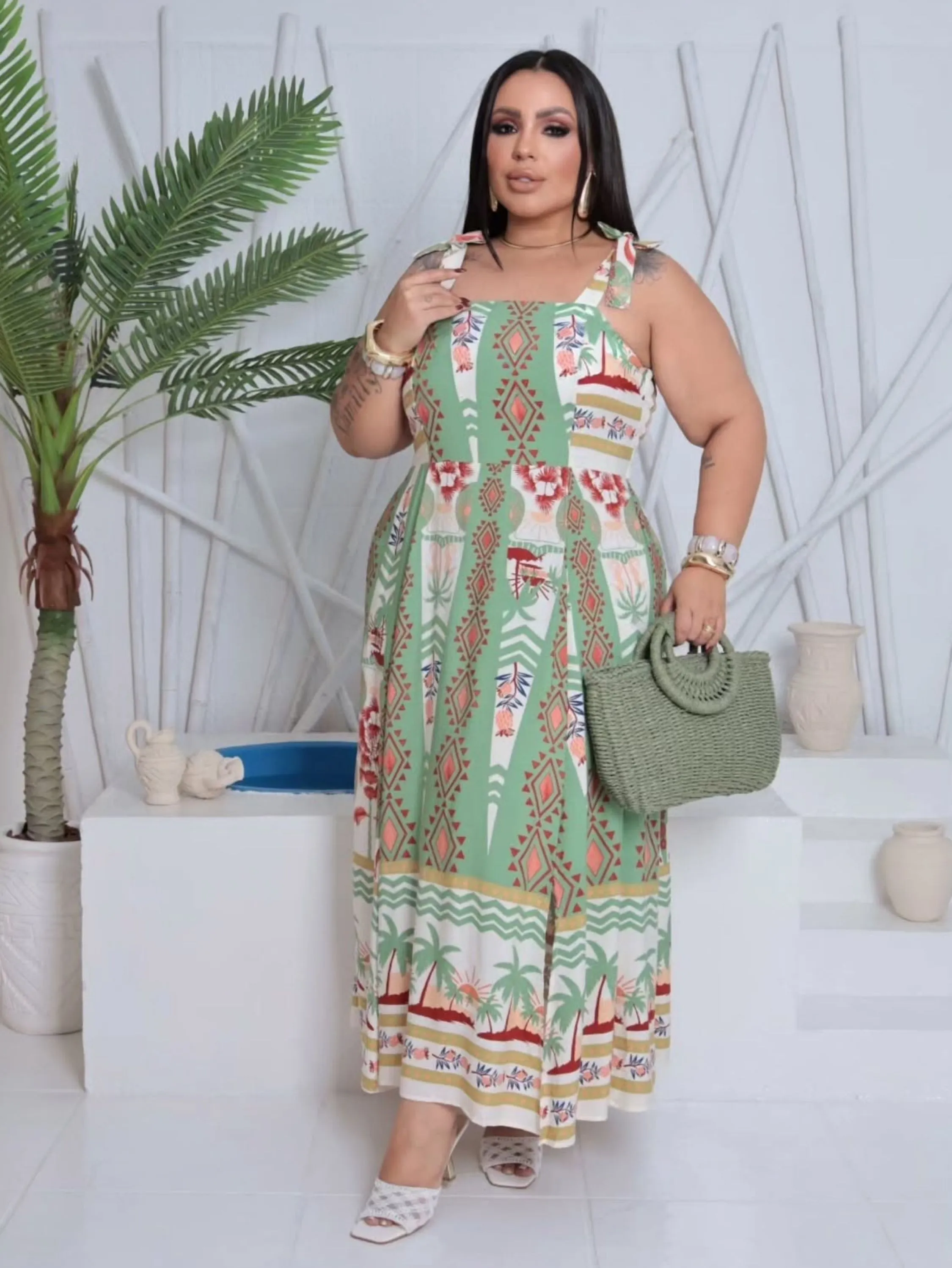 Vestido longo alcinha Eloá Plus Size