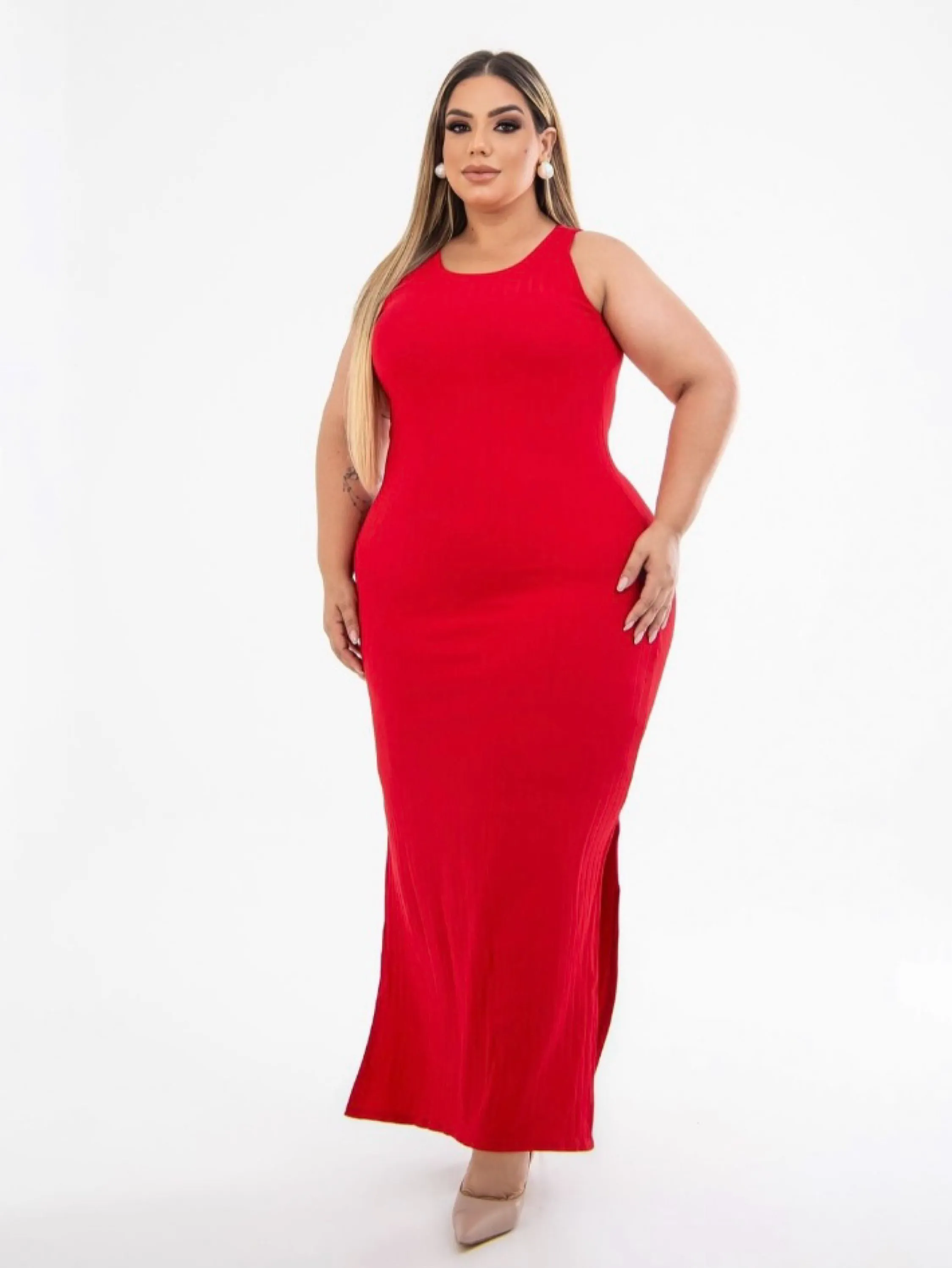 Vestido Josy fenda Plus Size