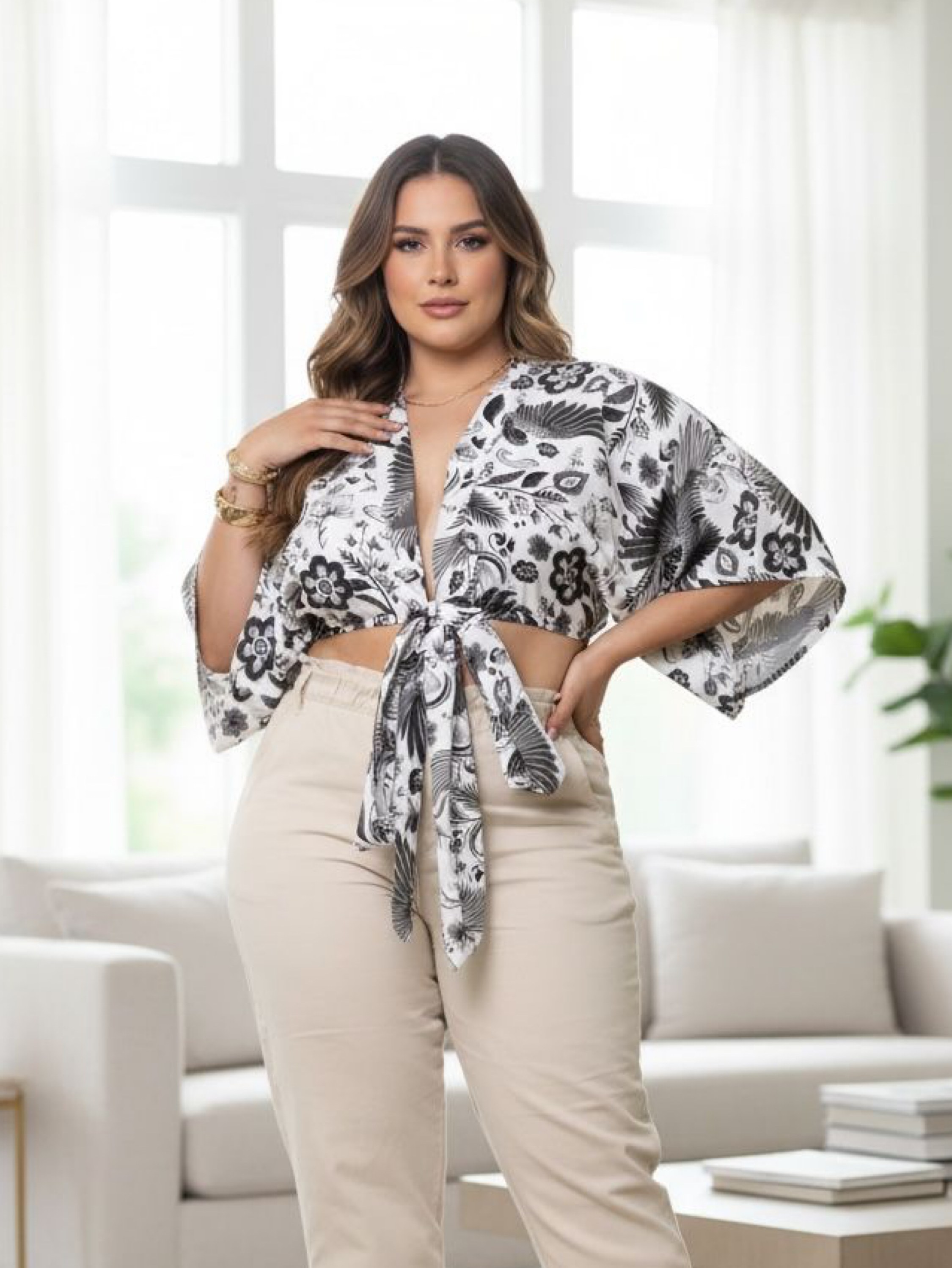 Cropped amarração Kelly Plus Size