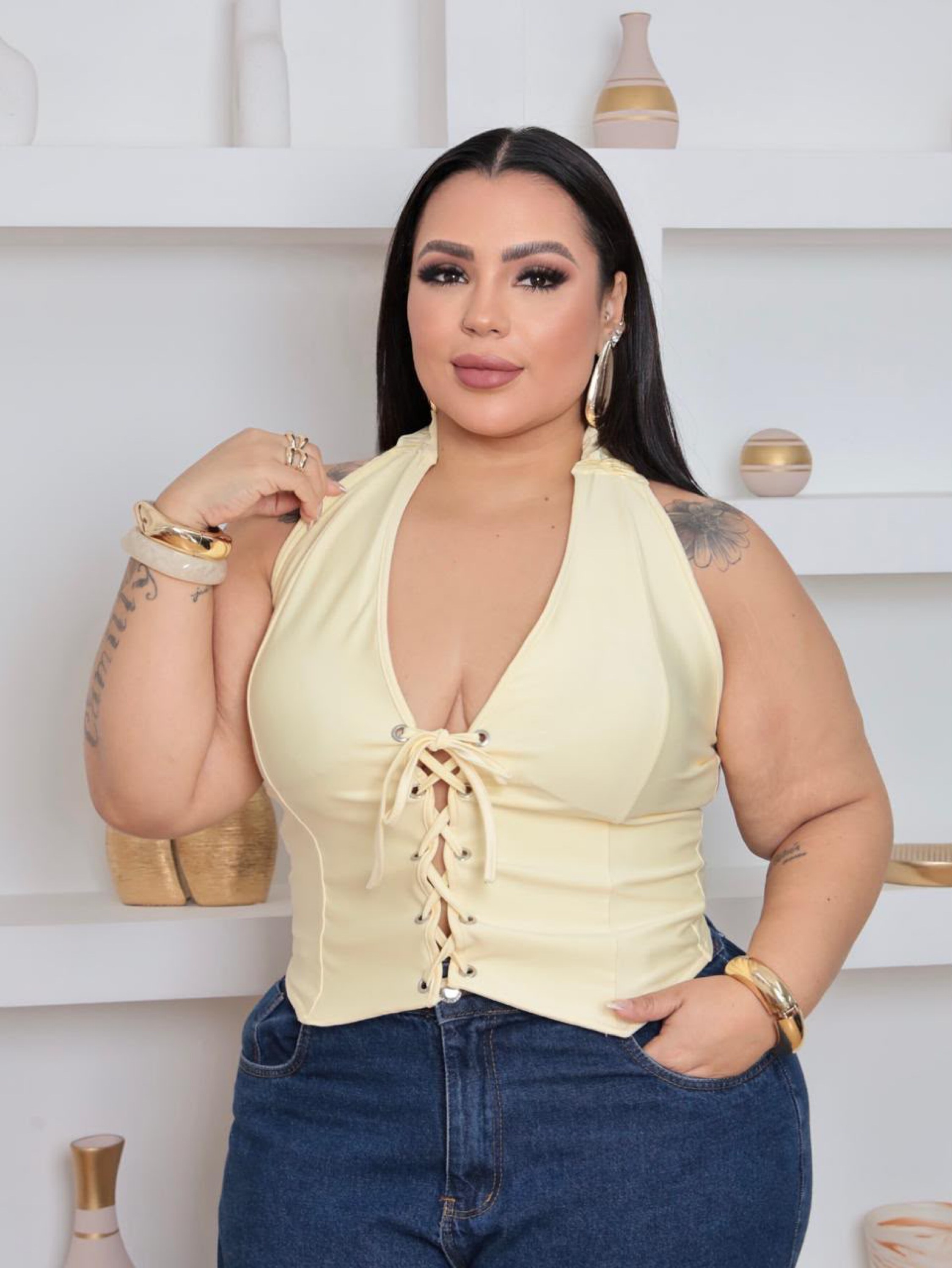 Cropped frente única Plus Size